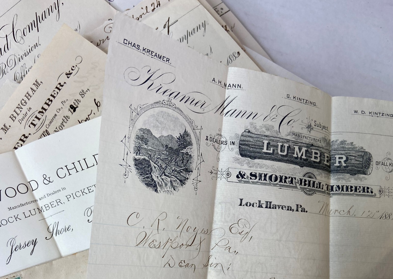 RARE HUGE Letter & Doc Archive 750+ Noyes Lumber 1880s Westport Pennsylvania PA