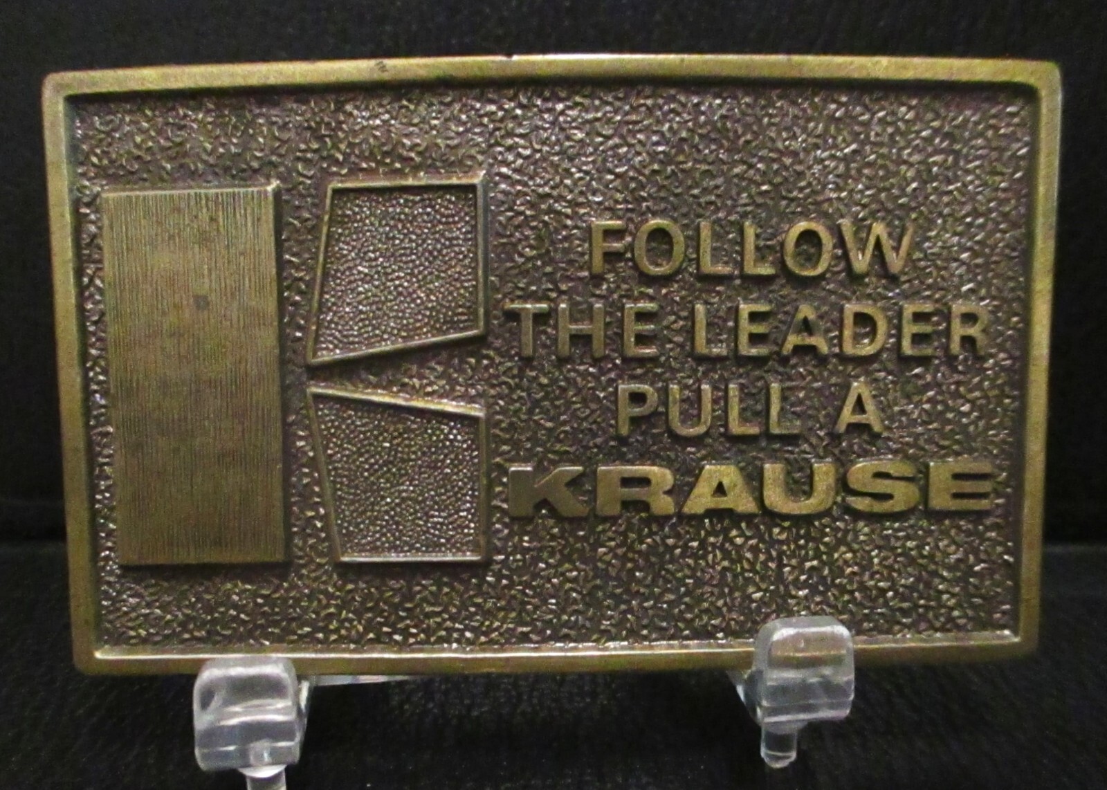 Krause Plow Corp Follow The Leader Pull A Krause Brass Belt Buckle Exclusive Edn
