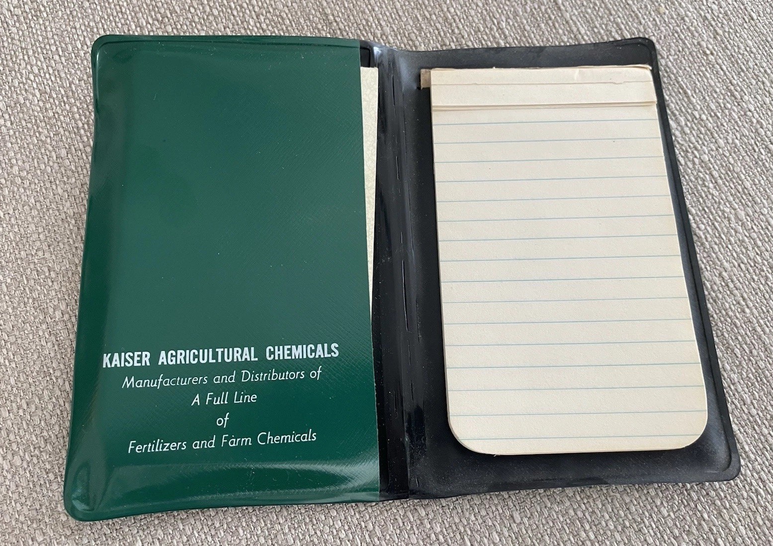 Vintage Kaiser Chemicals Fertilizers Farm Agriculture Notepad Pen Holder Pocket