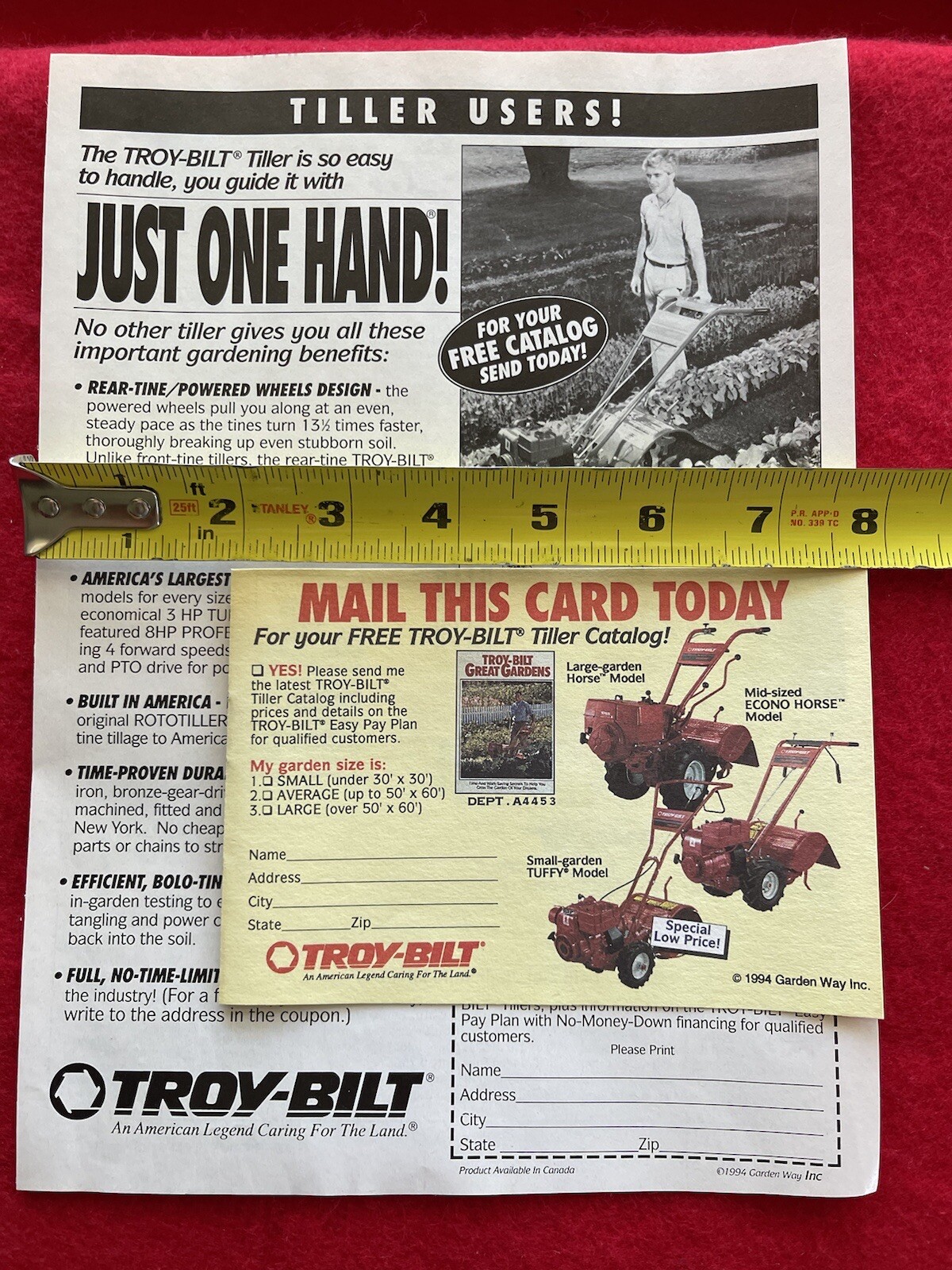 Vintage 1994 Print Ad Troy Bilt Roto Tiller Advertisement