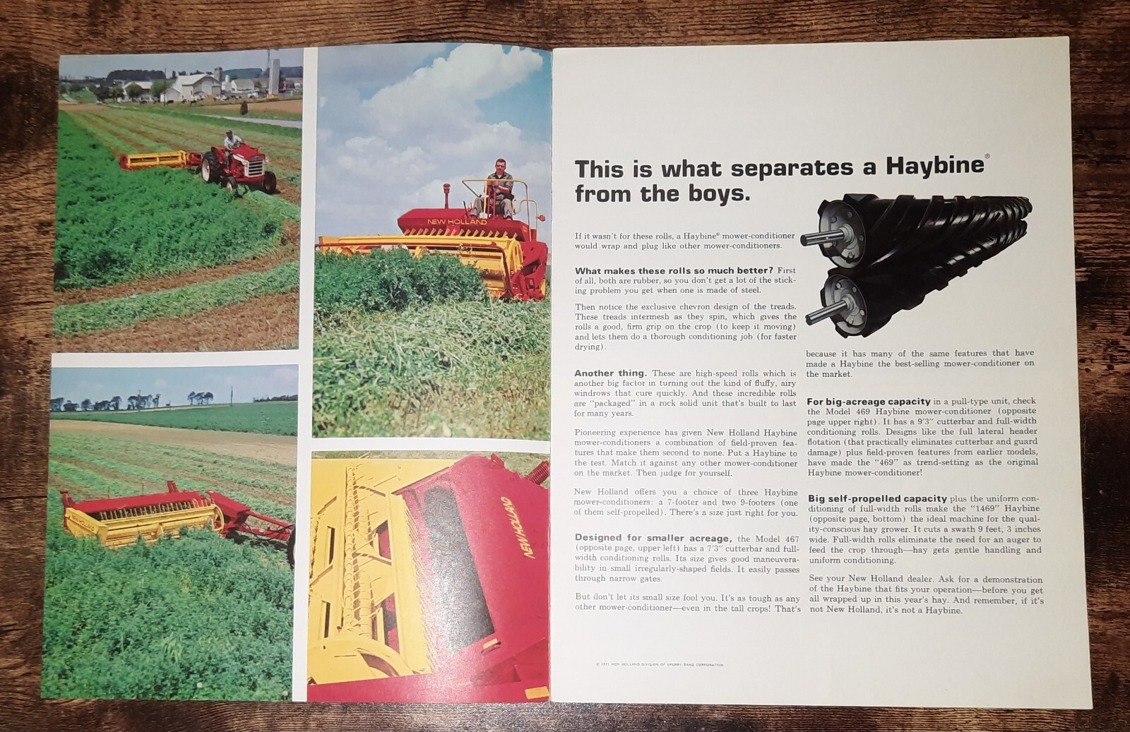Sperry Rand New Holland Haybine Mower-Conditioners Vintage Brochure 1970s