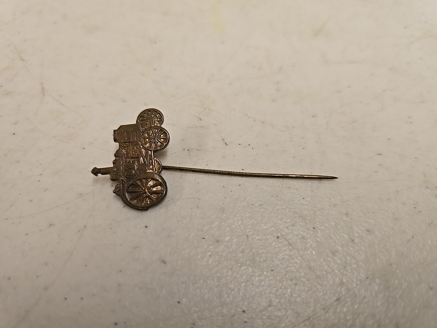 Antique 2.5&Prime; Brass Advance-Rumley La Porte IN Advertising Tractor Stick Pin