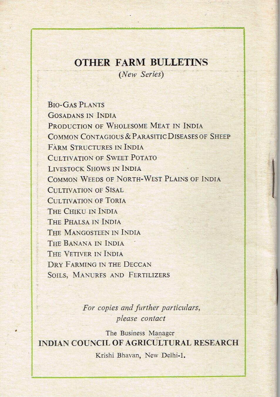 Vintage 1960s Farm Brochure India New Delhi Ber in India