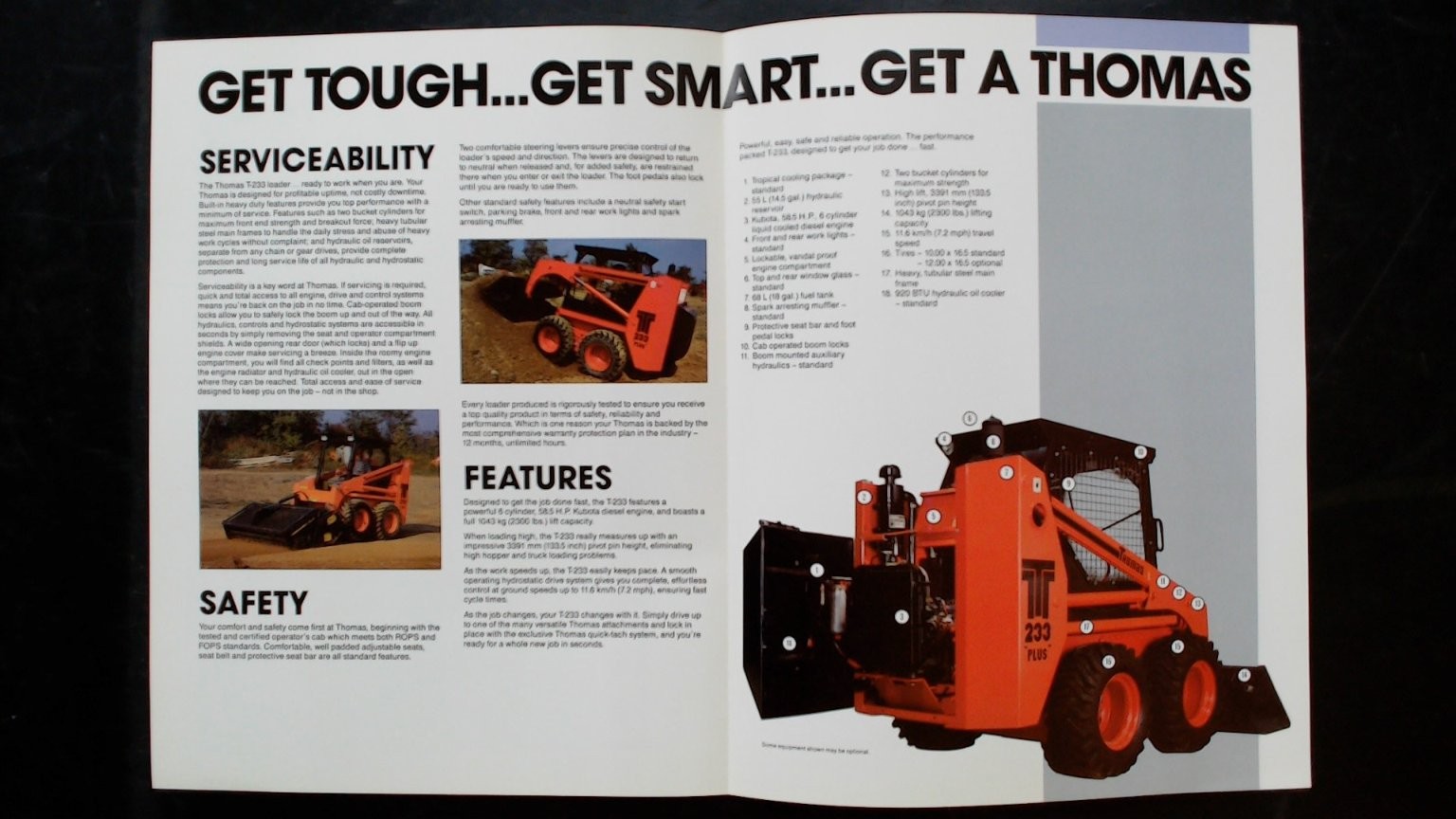Thomas T-233 Skid-Steer Loader Brochure Vintage 1990 Agriculture