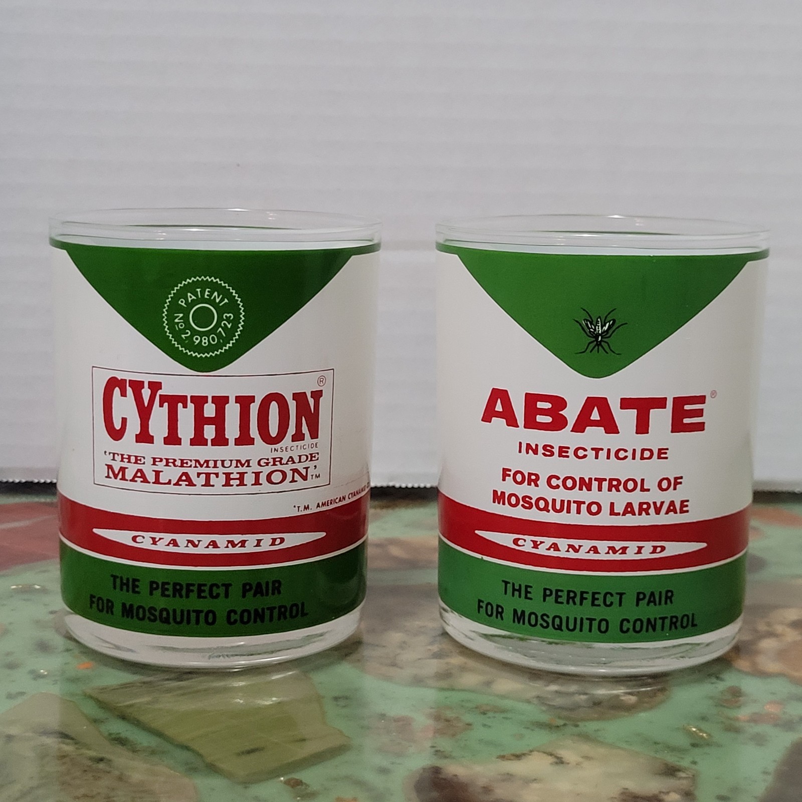 Vtg 70s Cyanamid Insecticide Advertising Drinking Glass Cythion Malathion Abate
