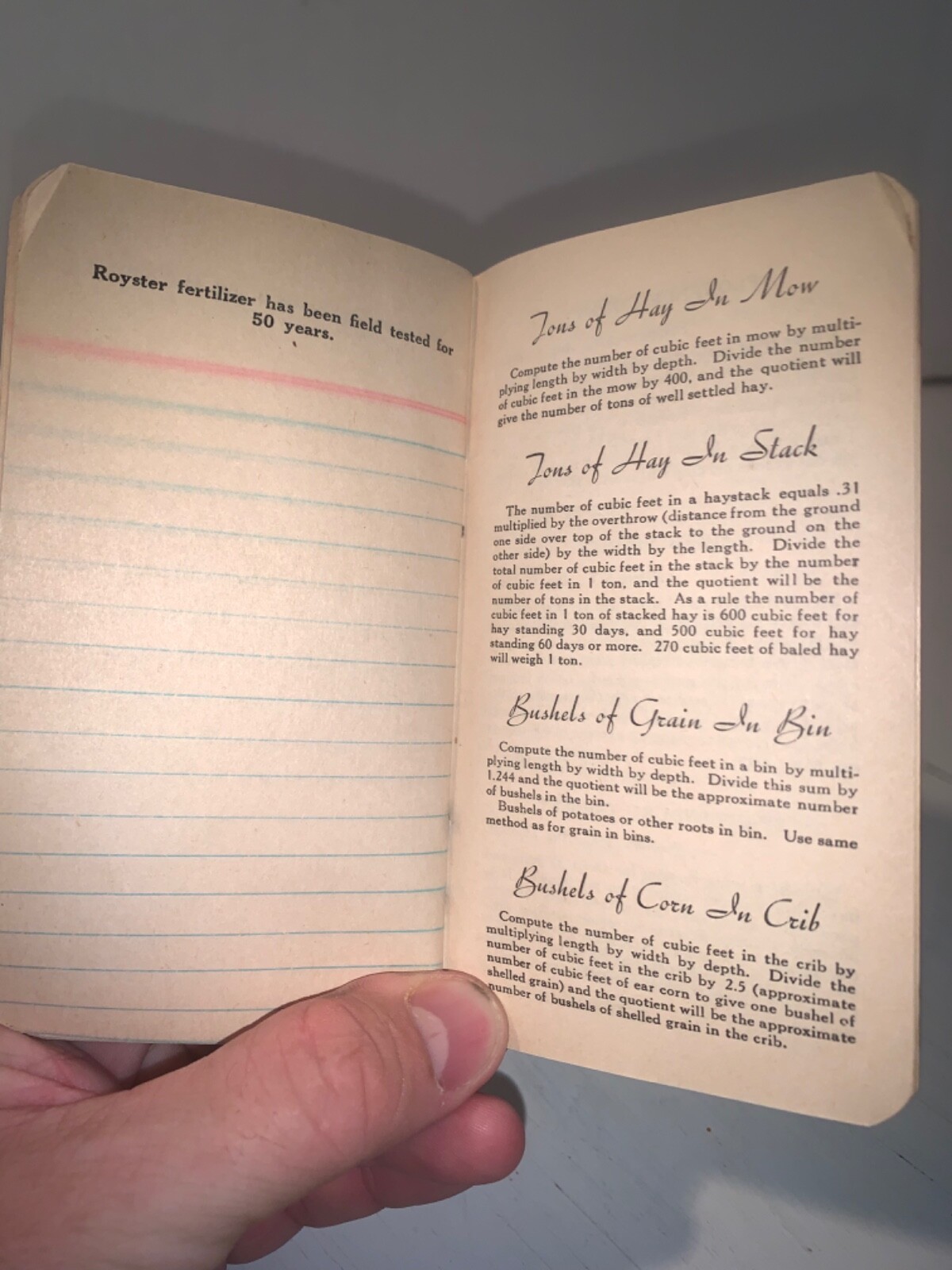 F.S. ROYSTER GUANO COMPANY (Norfolk Virginia) vintage 1935/36 Pocket Notebook
