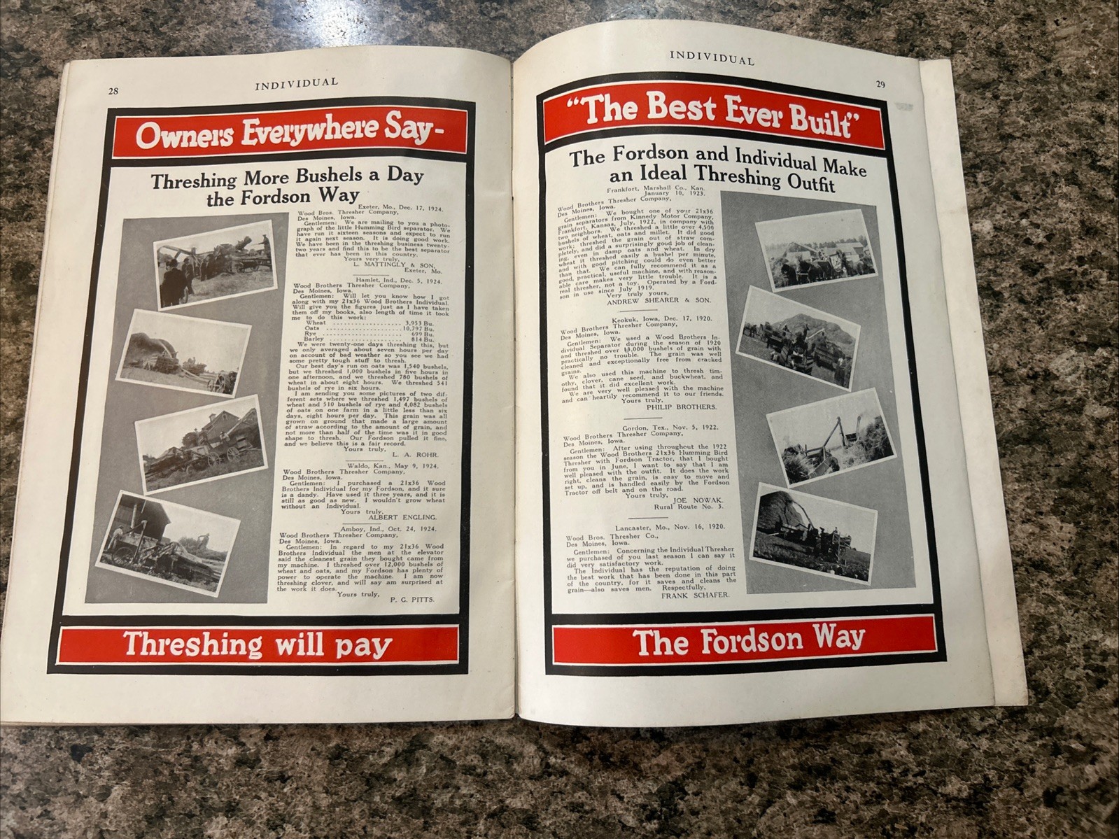 1925 Wood Brothers Thresher For Fordson Tractor Brochure Ag Equipment Ephemera