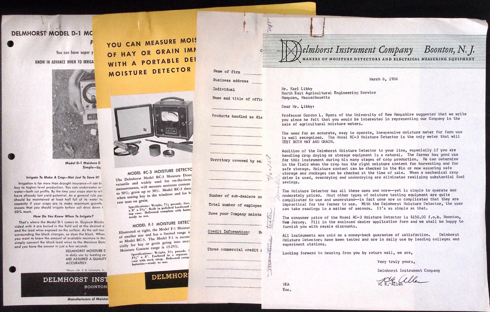 1958 Delmhorst Instrument Co Boonton NJ Moisture Detector Dealer Sales Brochure
