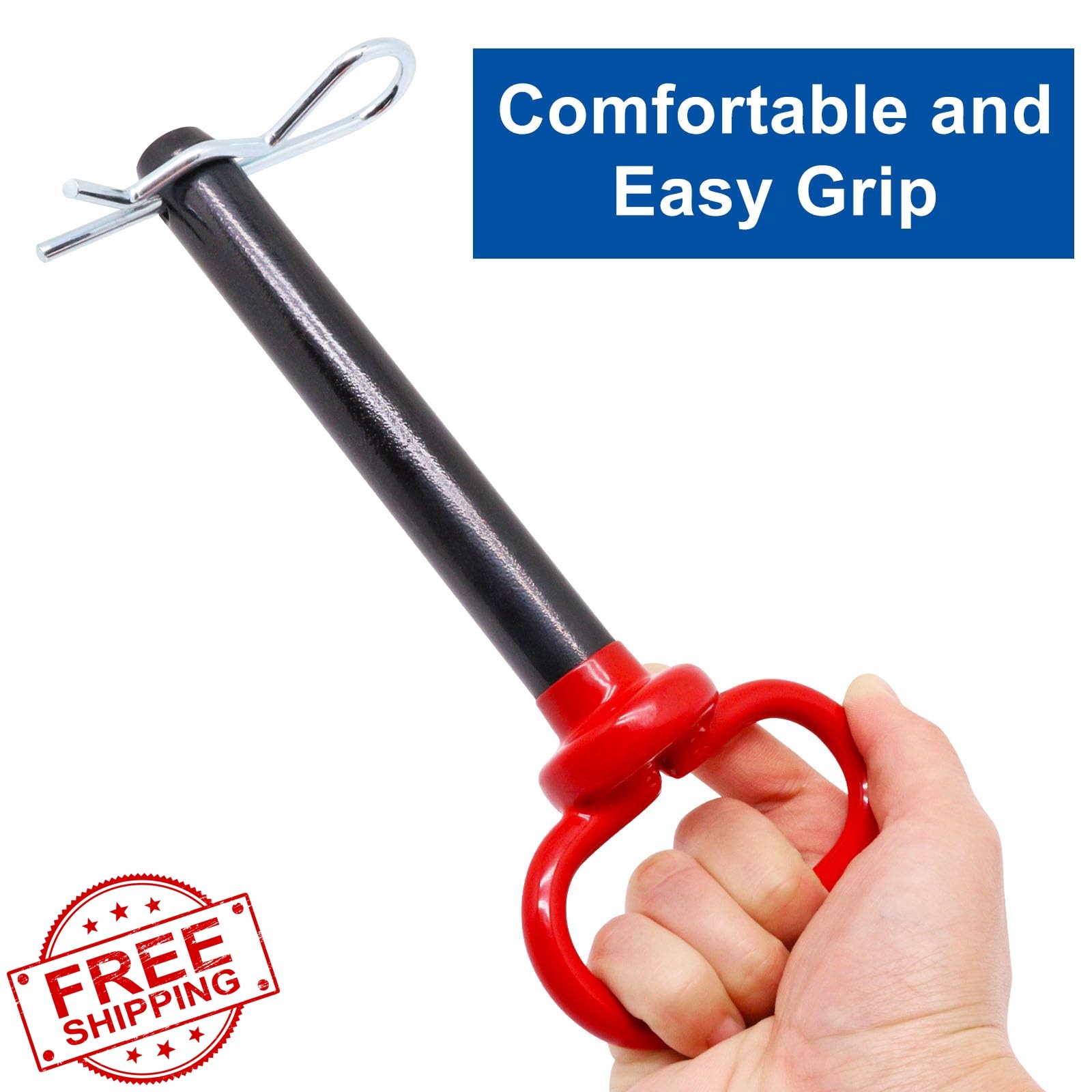 YuGtcen Hitch Pin 3/4 x 5 inch Red Handle Trailer Clip