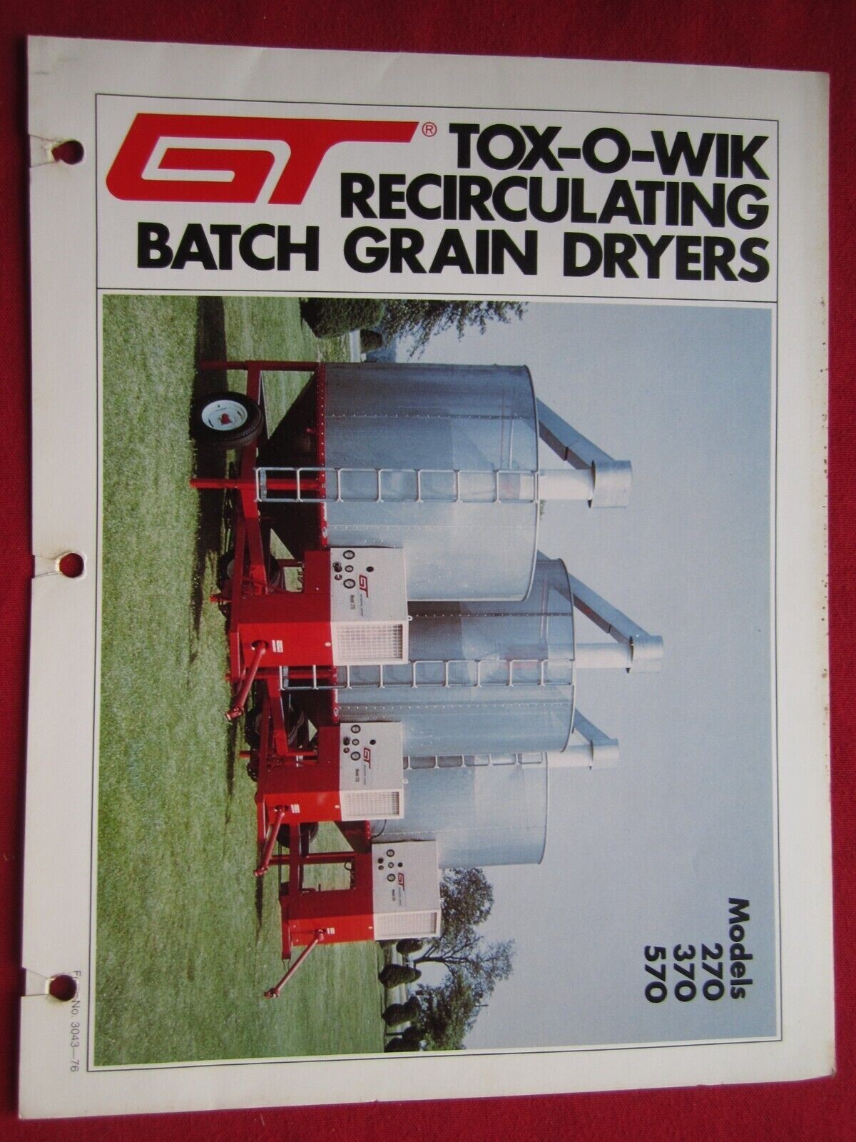 1976 GT GILMORE-TATGE CLAY CENTER, KANSAS, TOX-O-WIK BATCH GRAIN DRYERS BROCHURE