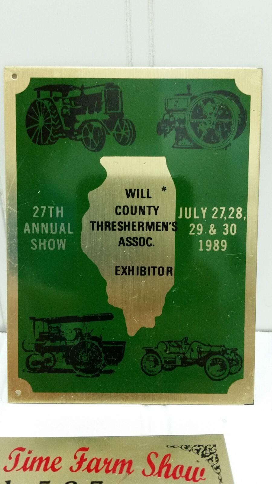 Tractor & Antique Engine Show EXHIBITOR PLAQUE Lot Illinois Ohio Exibit Brass