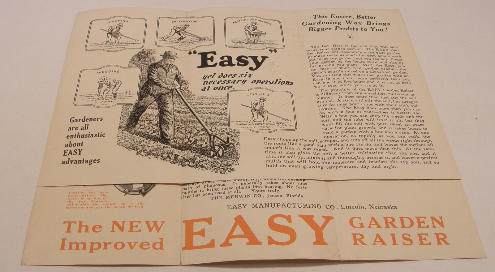 VINTAGE 30&rsquo;s ADVERTISING BROCHURE EASY MFG CO GARDEN CULTIVATOR LINCOLN NE