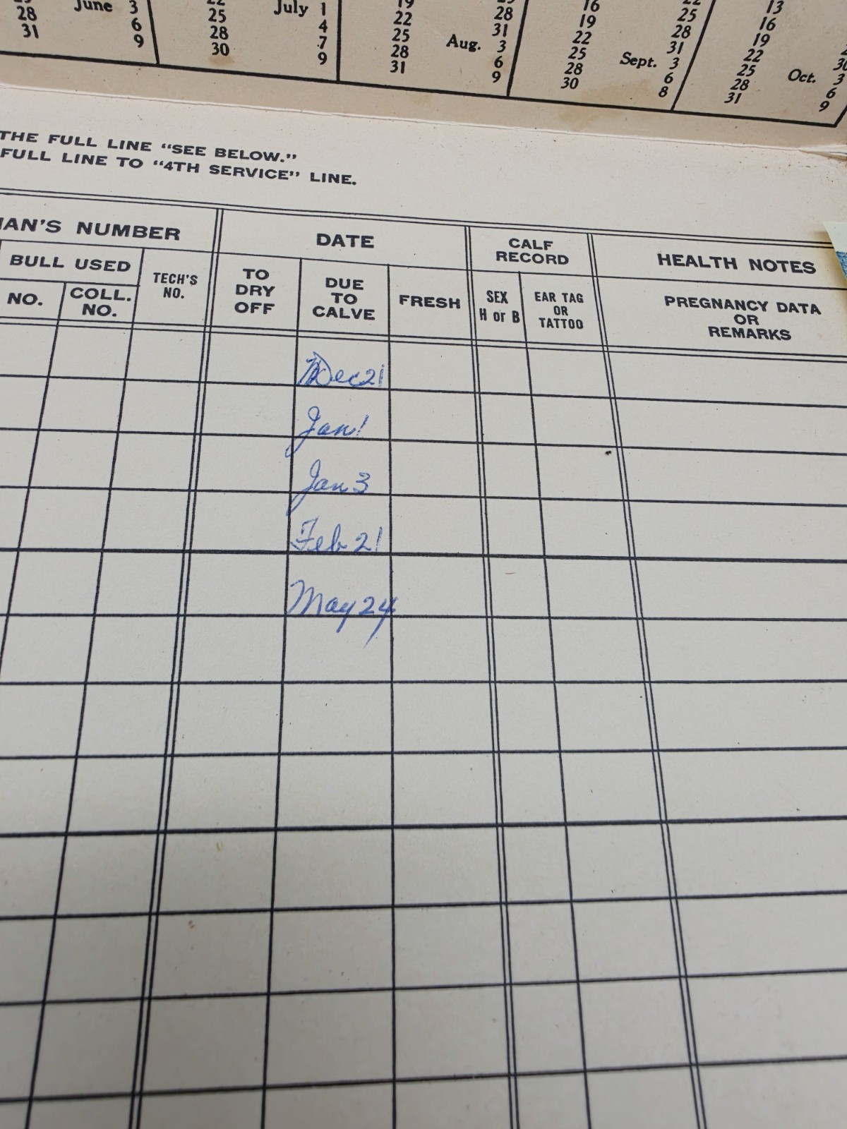 Rare 1957 American Breeders Service Folder Cow Breeding Schedule Advert Filled