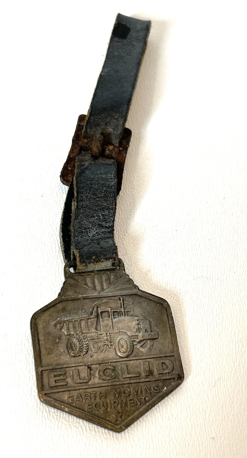 Vintage Euclid Earth Moving Equipment Pocket Watch Fob Double-Sided Medallion