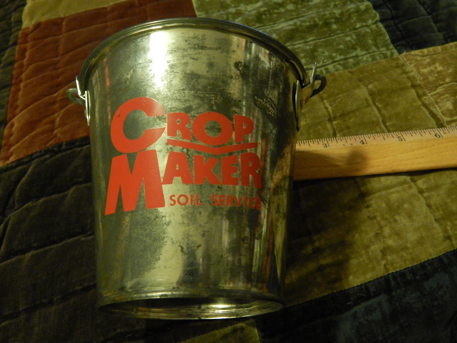 CROP MAKER Soil Service [est. 1964-&rsquo;99] Farm/Agriculture GLASS JAR + METAL PAIL