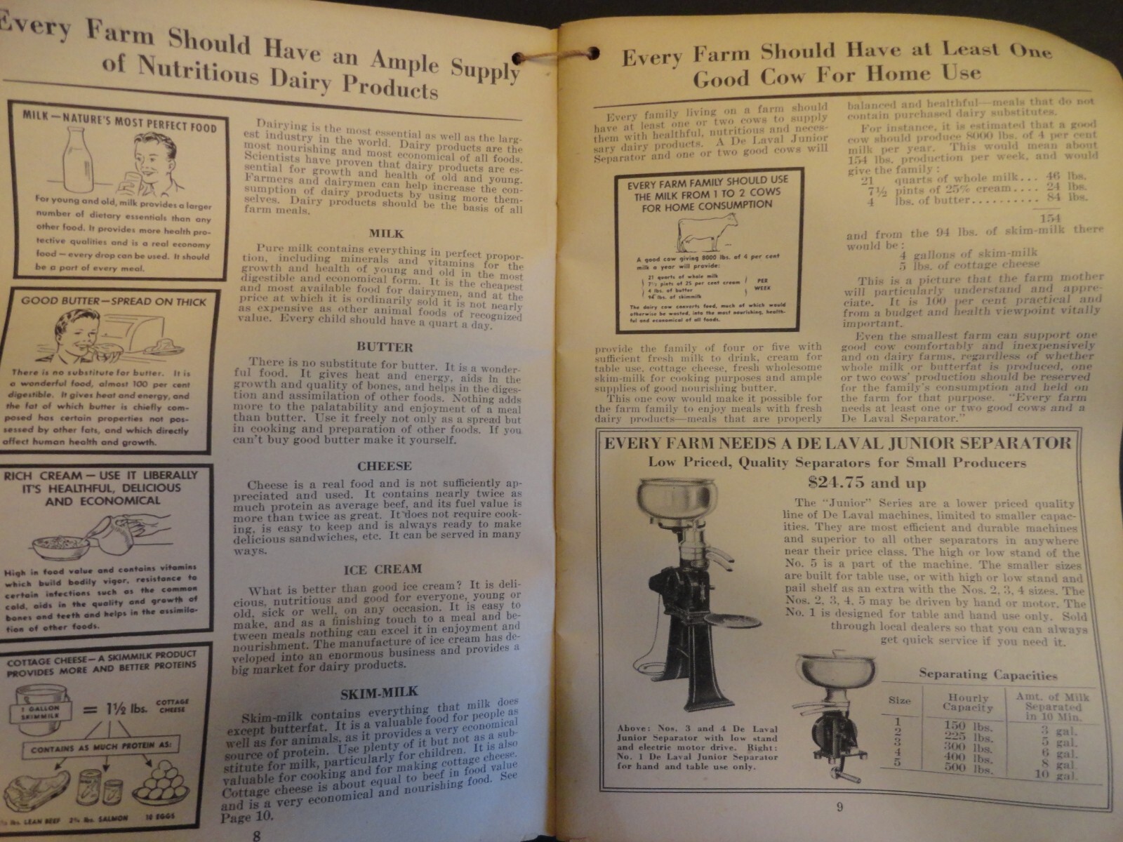 1941 DE LAVAL HANDY REFERENCE YEARBOOK DAIRY FARM SEPARATOR MILKER ARCADIA WI