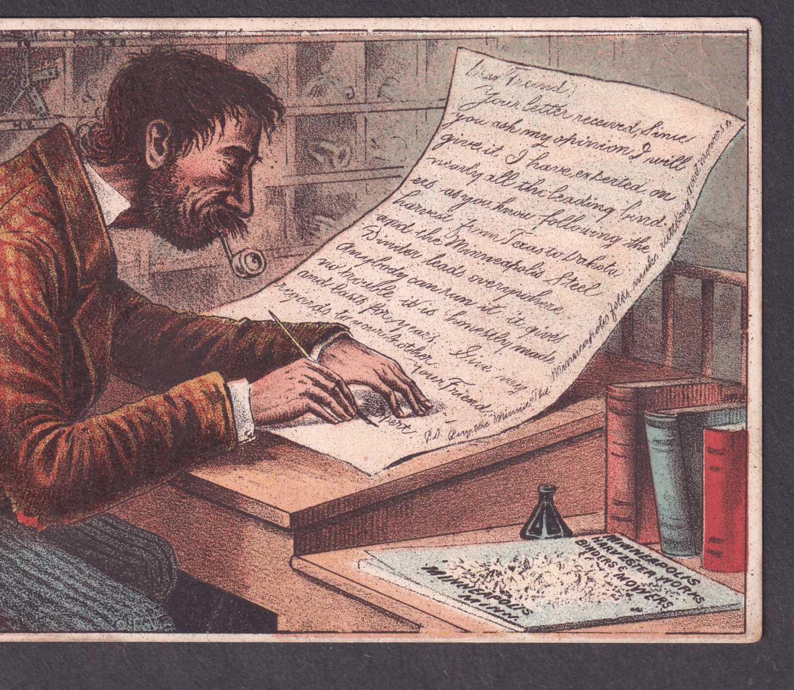 Antique Minneapolis Steel Binder 1880&rsquo;s Minnie Farm Poem Advertising Trade Card