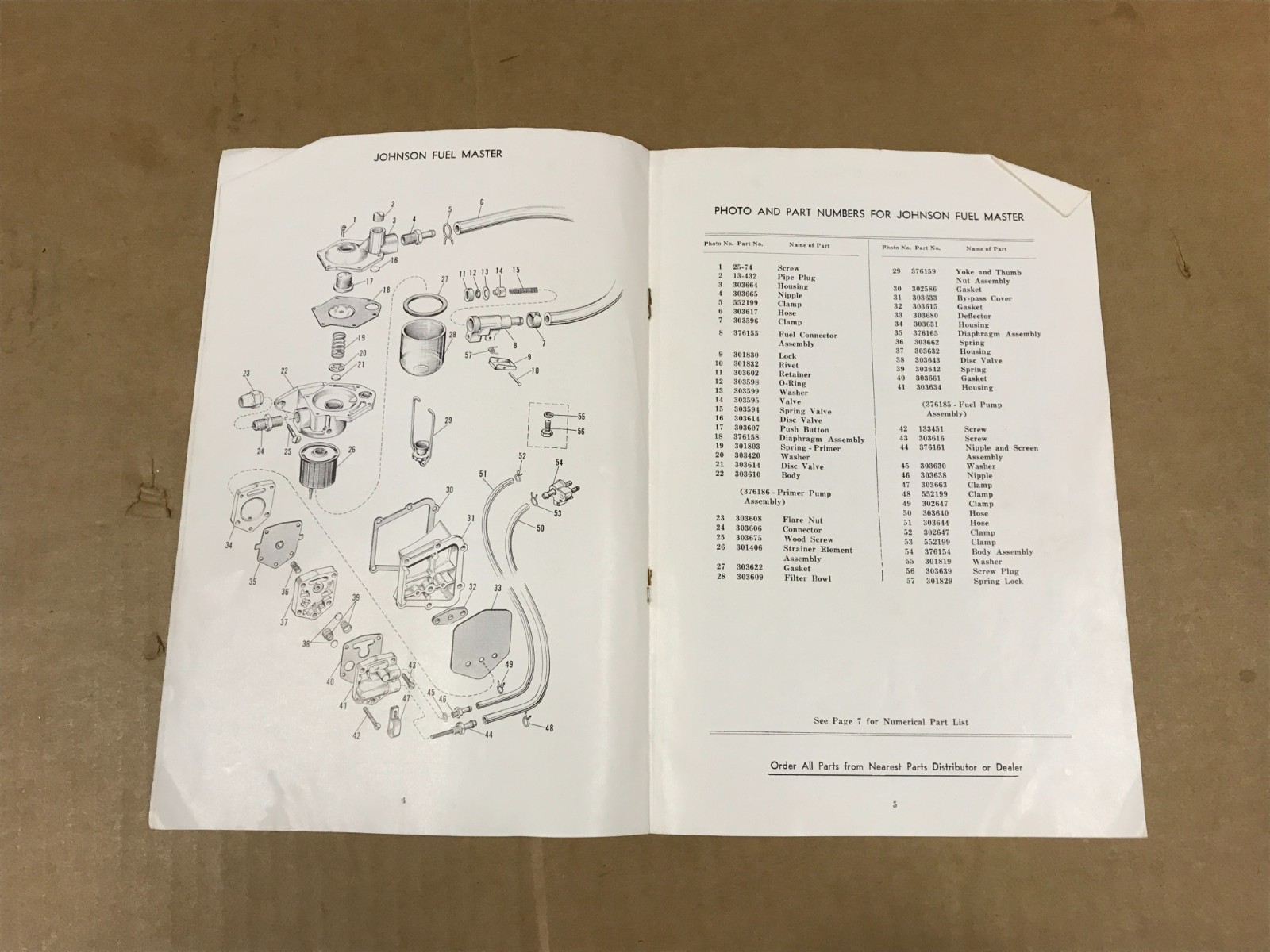 Vintage Johnson Motors Parts Catalog – Johnson Fuel Master Auxiliary Fuel System