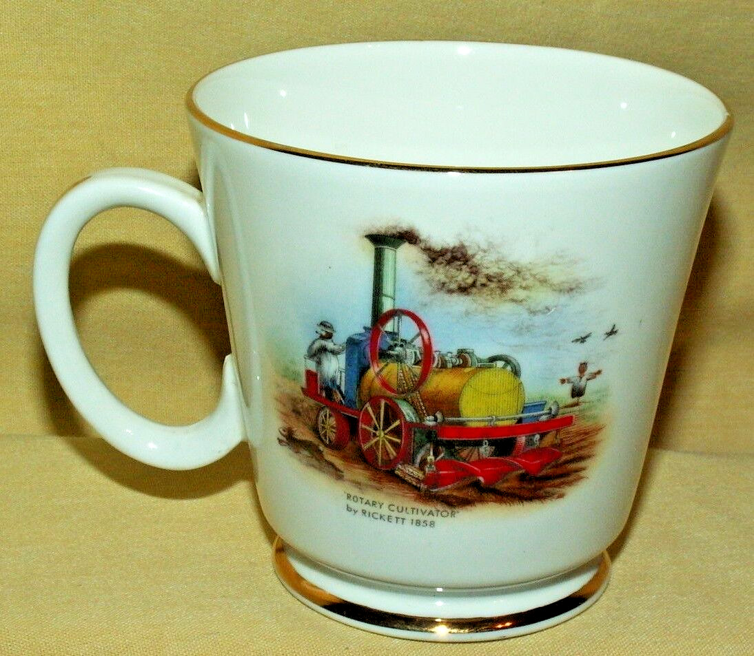 ROTARY CULTIVATOR ROYAL GRAFTON CUP RICKETT 1858 FINE BONE CHINA ENGLAND GOLD.