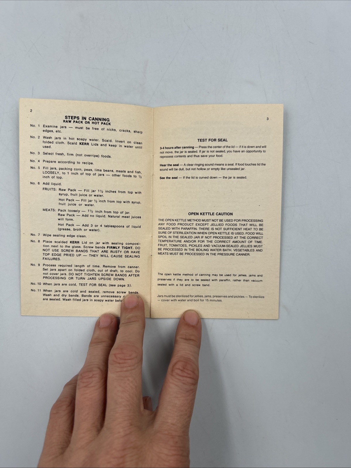 1984 Kerr Self Sealing Instruction Guide to Home Canning & Freezing Pamphlet