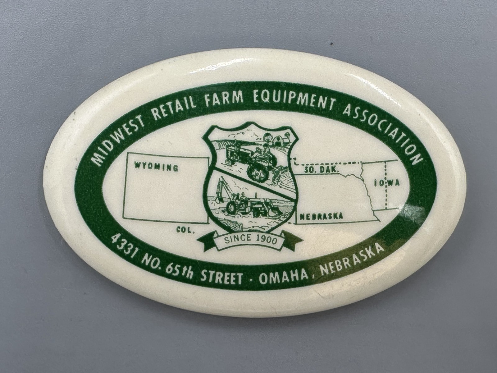 Vintage Midwest FARM EQUIPMENT Assn OMAHA NEBRASKA Tractor PIN Advertising