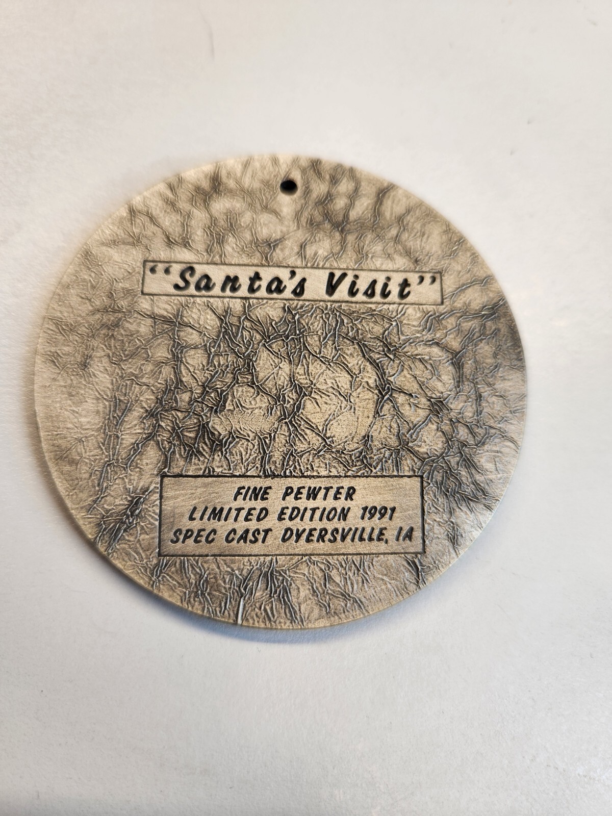 Spec Cast 1991 COUNTRY CHRISTMAS Pewter Xmas Ornament Santa&rsquo;s Visit Limited Ed