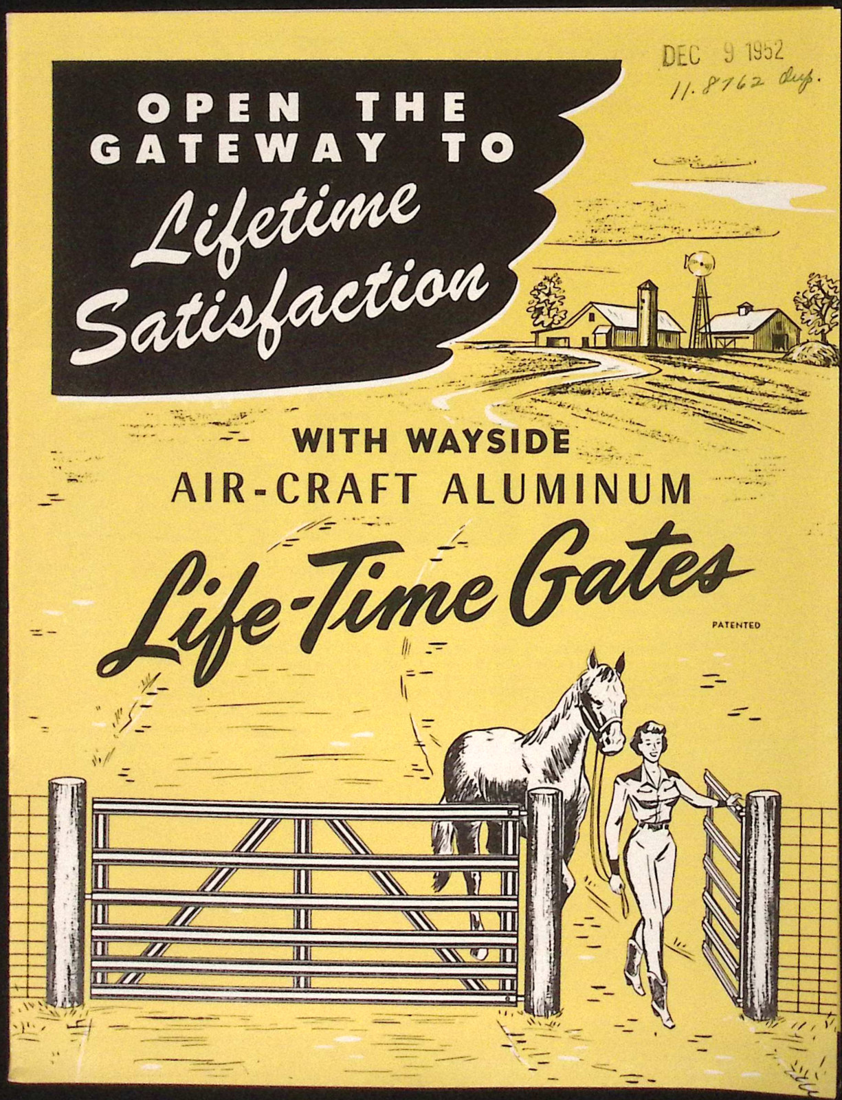 1952 Wayside Air-Craft Aluminum Life-Time Gates Illustrated Brochure