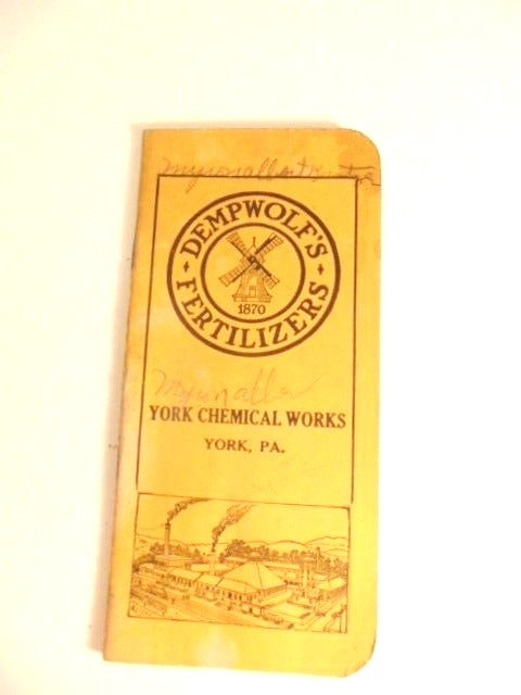 circa 1937 Dempwolf&rsquo;s Fertilizers notebook, York Chemical Works, York, PA