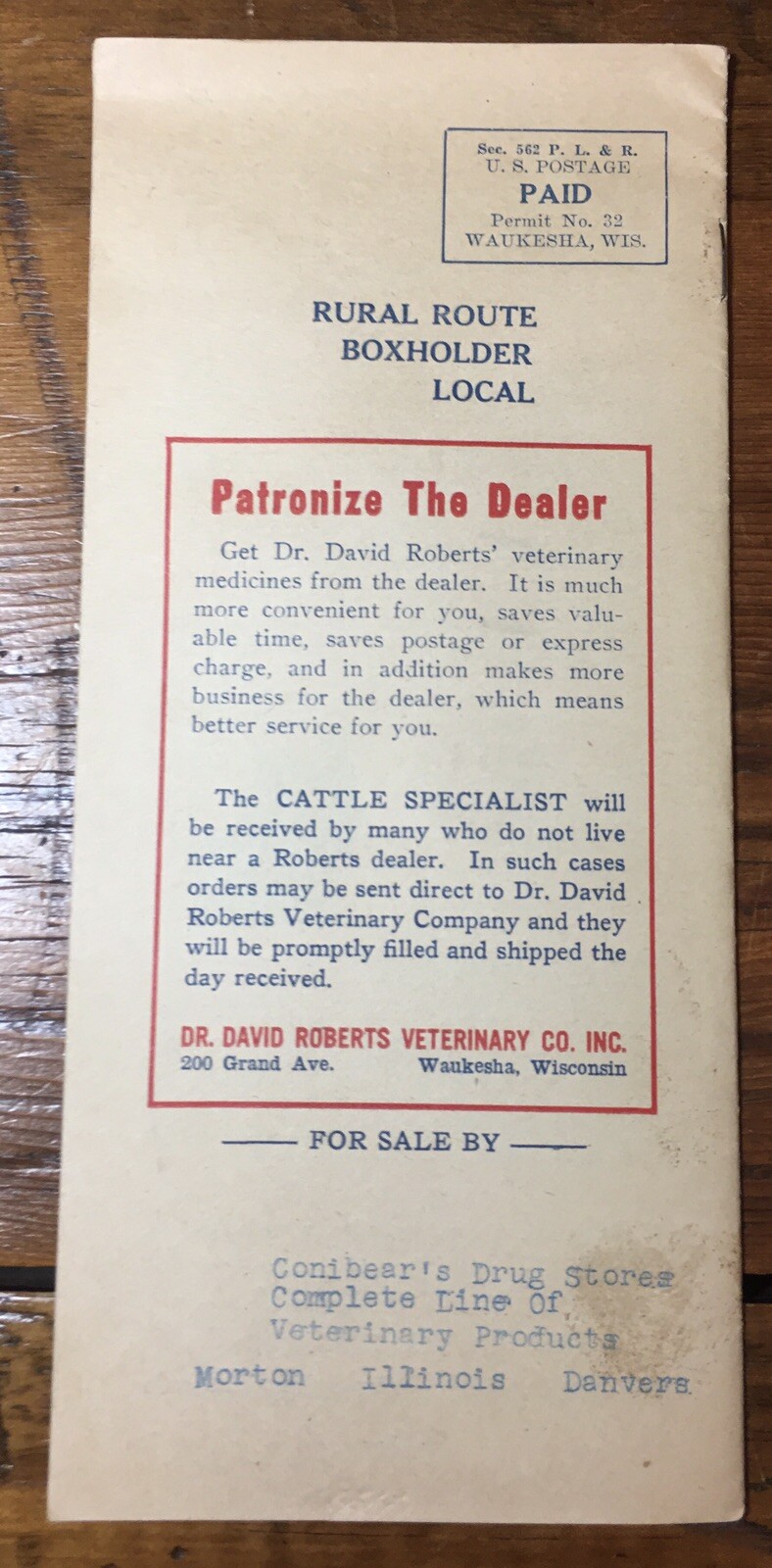 The Cattle Specialist (1943) Ag Pamphlet, David Roberts Vet Co