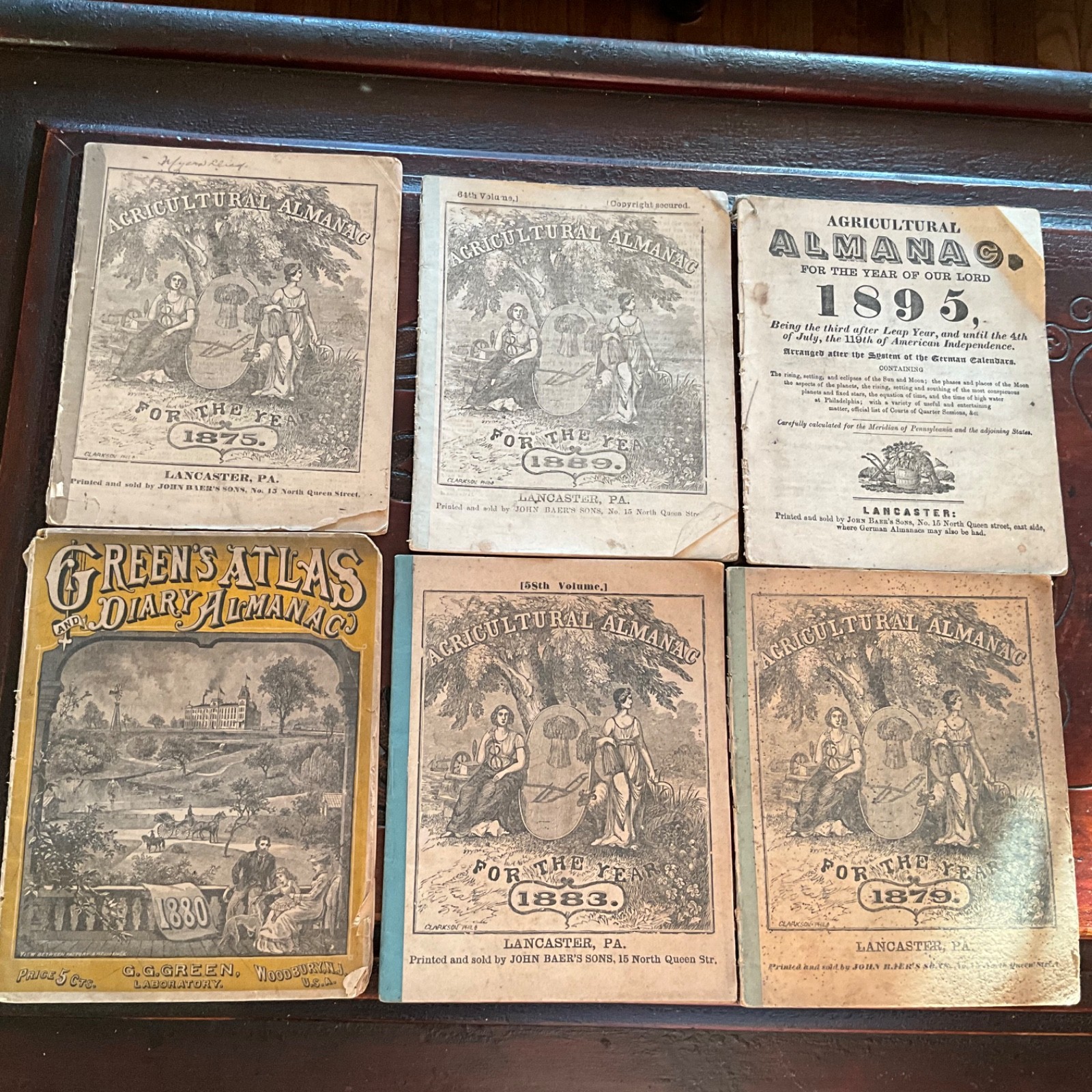 Antique LOT of 24 AGRICULTURAL ALMANACS 1837-1967 English German 19th C.