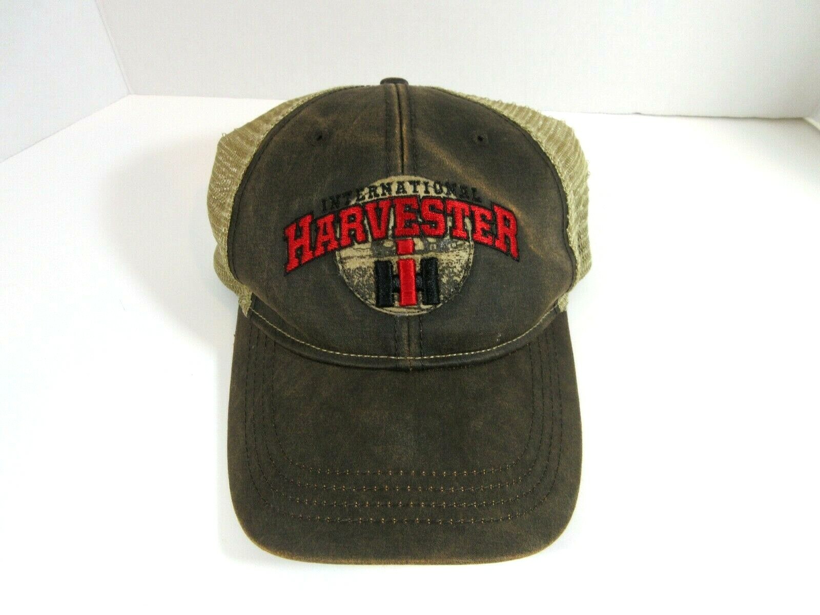 Brown International Harvester Rustic Look Emblem Hat With Tan Mesh Back