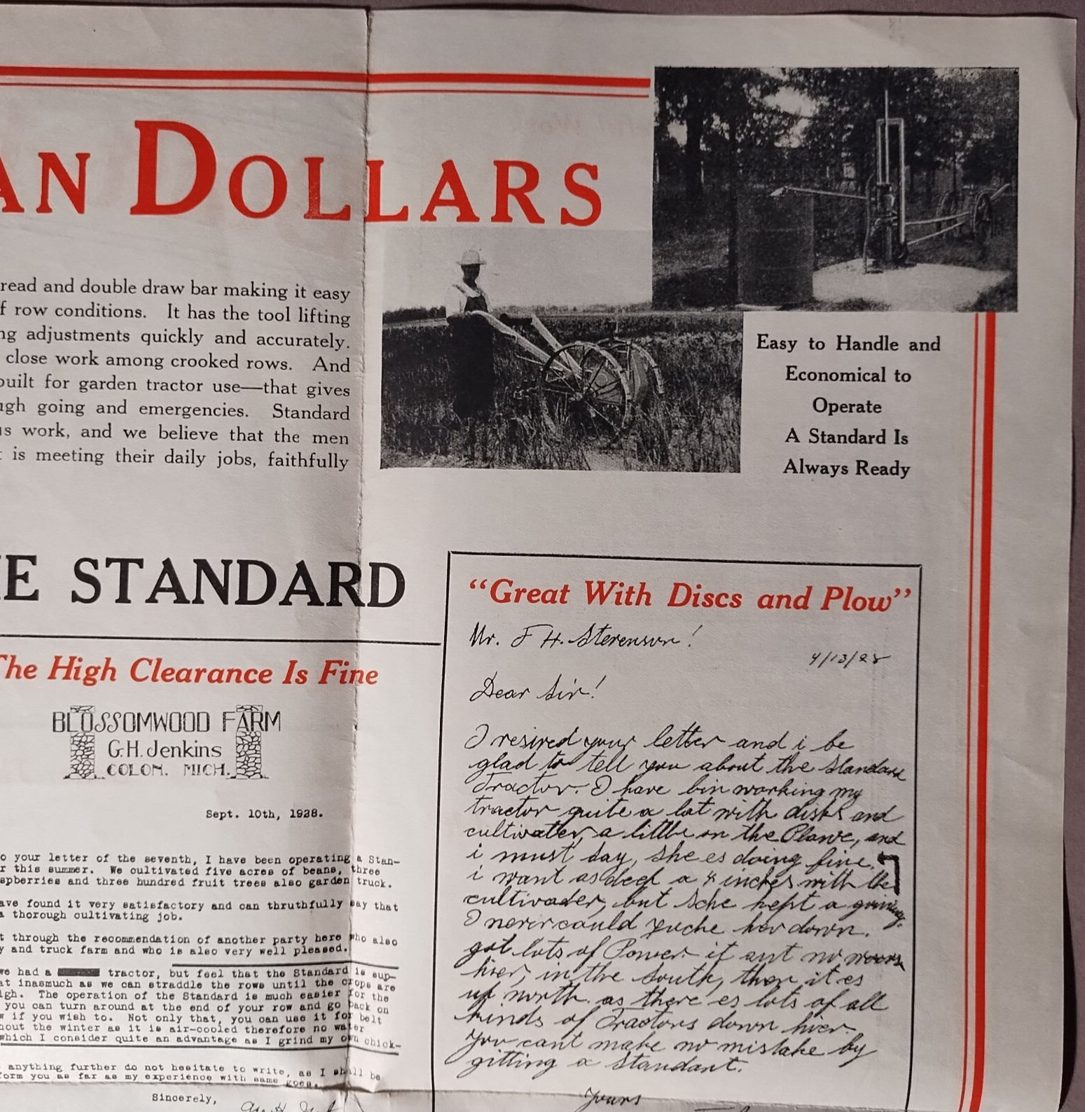 1930 Standard Garden Tractor Standard Engine Co Minneapolis MN Brochure B1-50