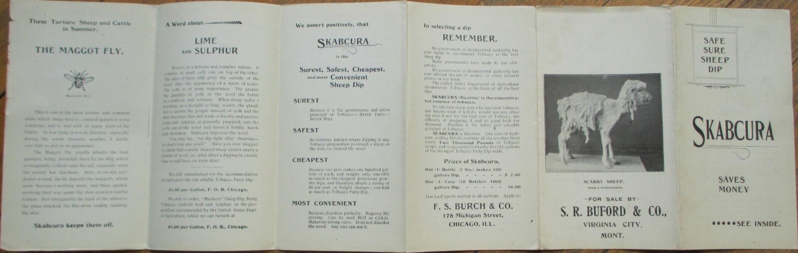 Virginia City, MT 1910 Sheep Tobacco Based Insecticide Brochure Vet Veterinary