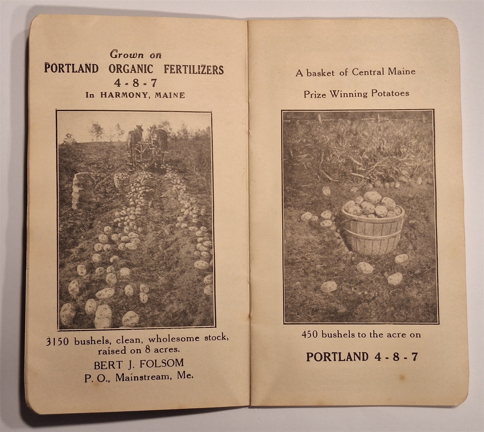 Antique Portland Organic Fertilizer Booklet Calendar 1922–1923 Maine Advertising