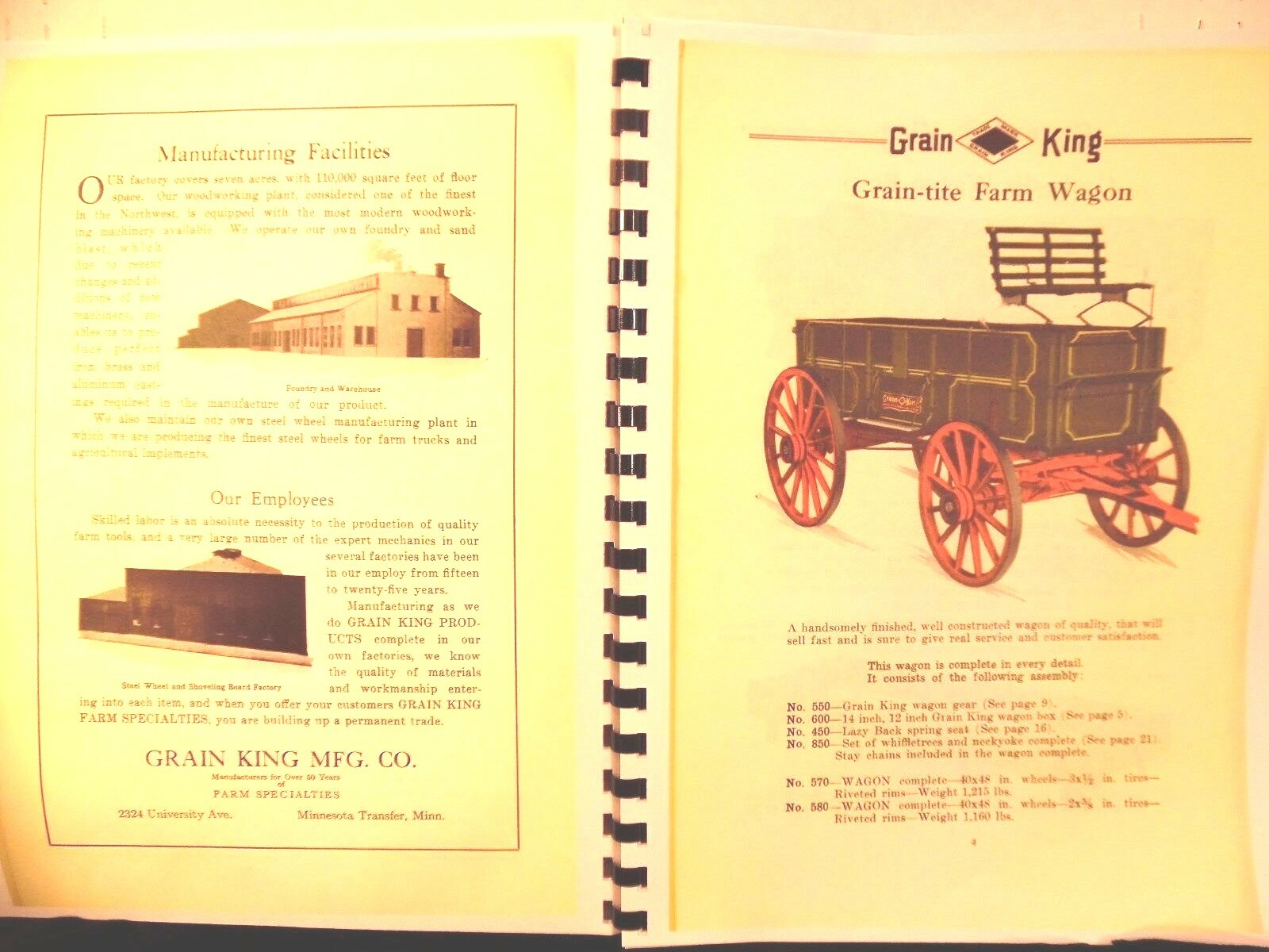 Grain-KIng Mfg, Co .Fine Farm Implements Cat. # 2 Minnesota Transfer Sales Book