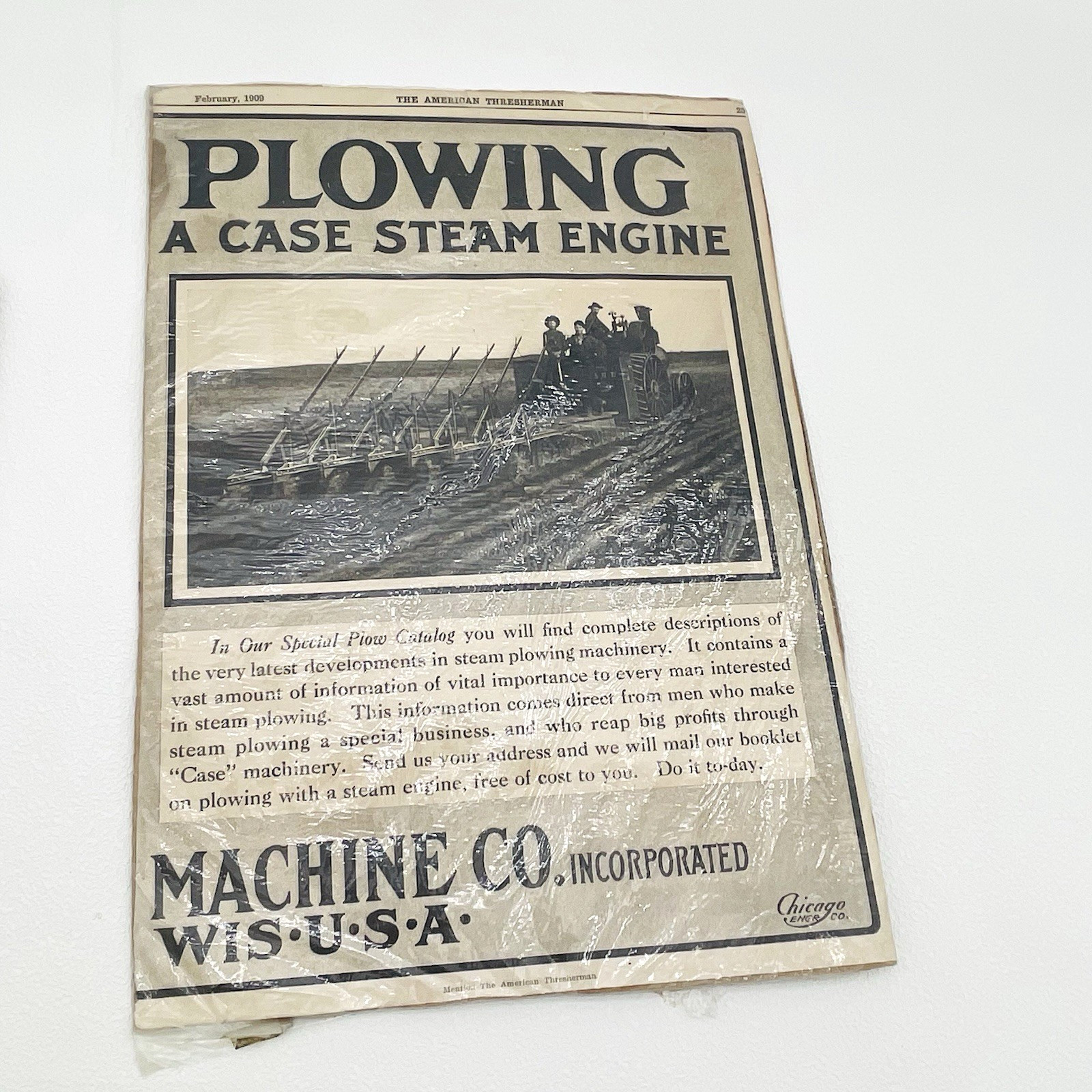 Lot of 3 Vintage 1909 Farm Machine Magazine Ads Feb The American Thresherman