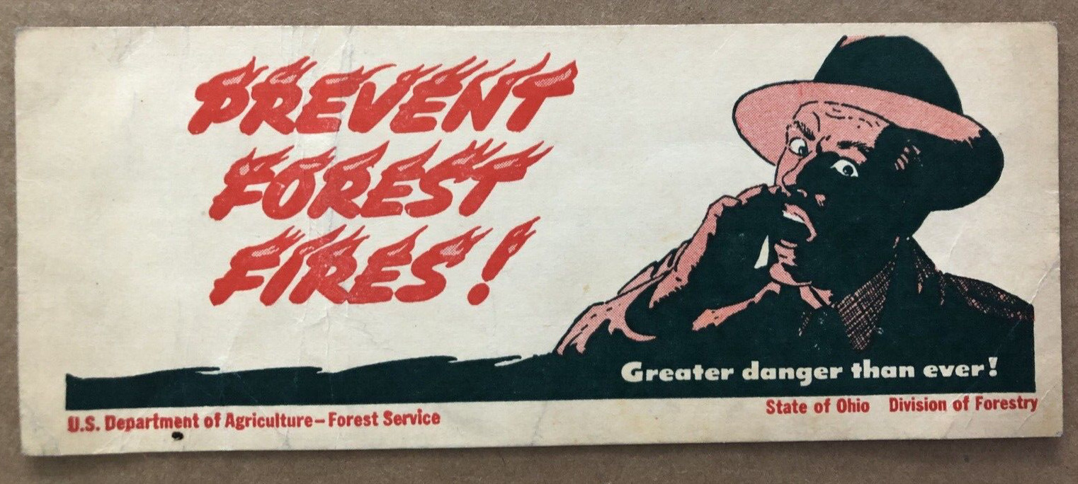 Vintage 1944 PREVENT FOREST FIRES Ruler Ohio Division Forestry US Agriculture