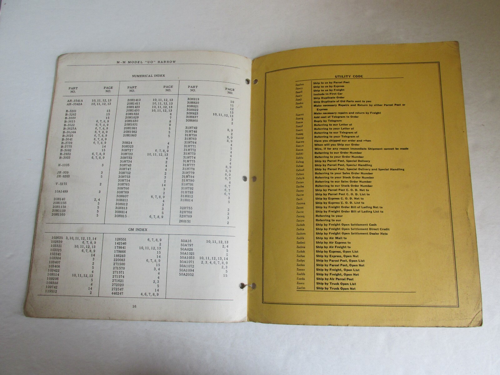 MBF90 Farm Manual Minneapolis Moline MM Repair Catalog Model UO Harrow R243