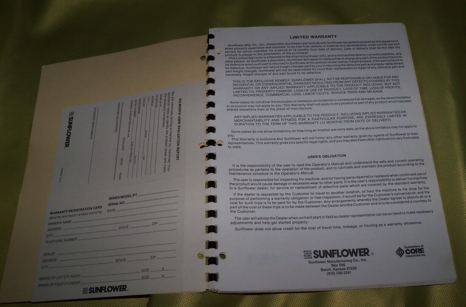 SUNFLOWER 1441 FLEXIBLE DISC 4 SECTION 25&prime;-35&prime; OPERATORS MANUAL