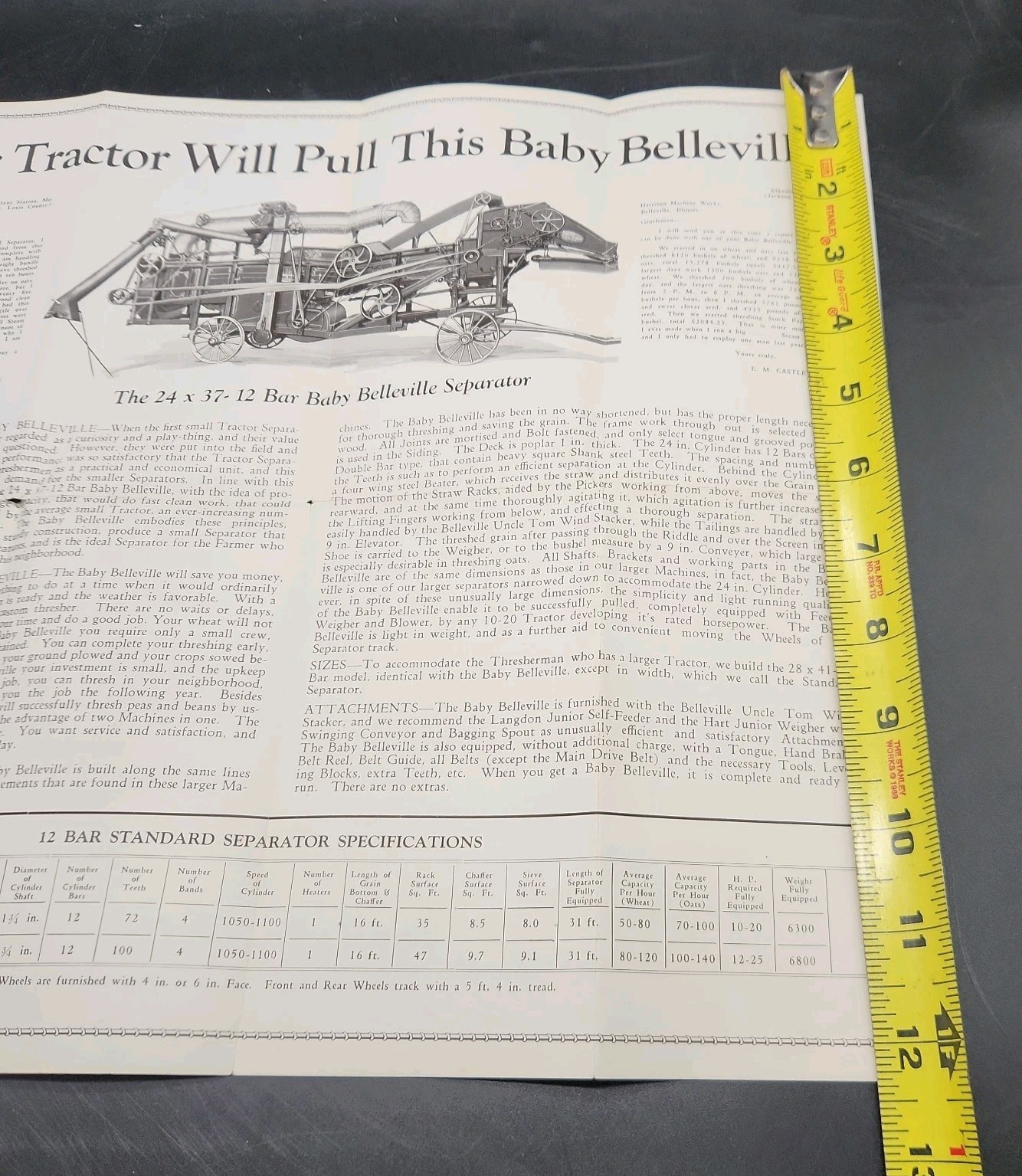 Baby BELLEVILLE THRESHING Brochure – HARRISON MACHINE WORKS – Farm Advertising