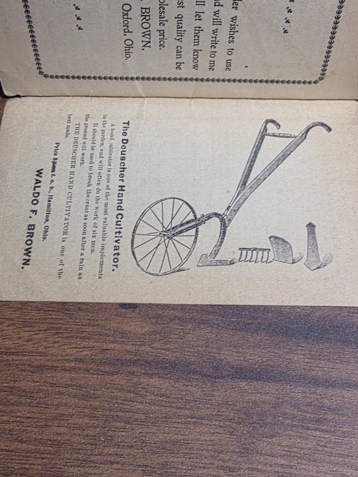 1900 Oxford Ohio Waldo Brown Farming Booklet Acme Harrow Strawberry Beets