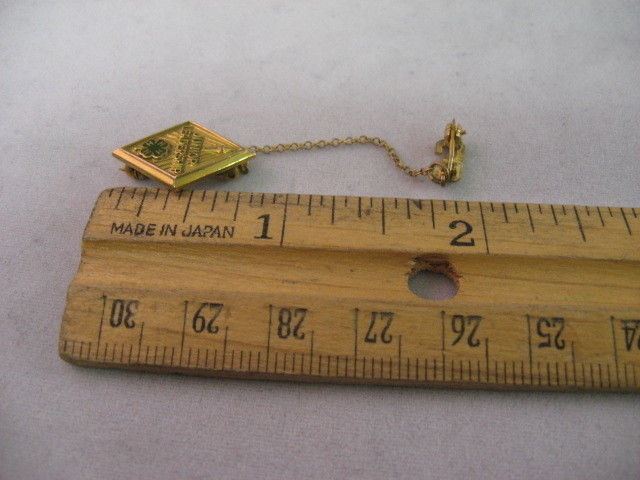 Vintage 4-H Junior Leadership Pin 1/20 10K Gold Filled w/ E Guard Chain Lapel
