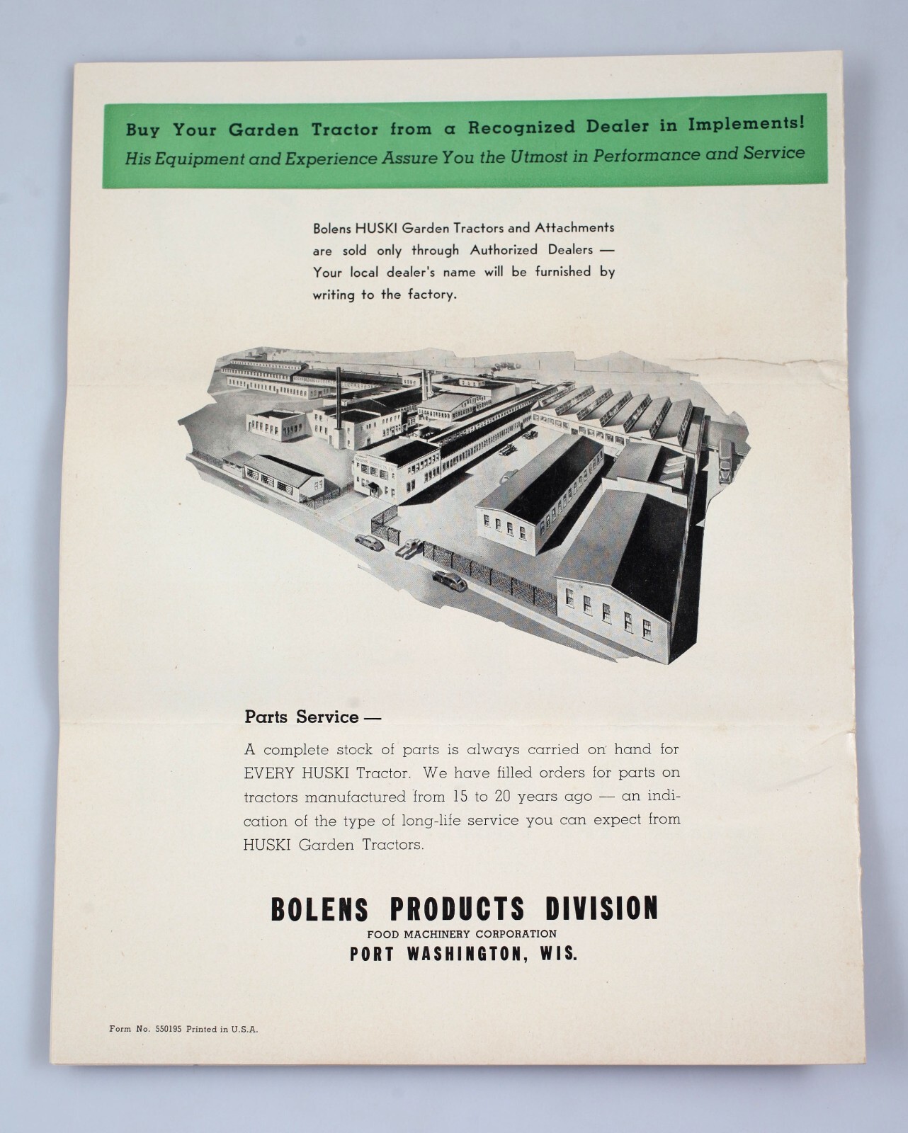 Vintage 1947 Bolens Huski Tractors Brochure Husky Port Washington Wisconsin
