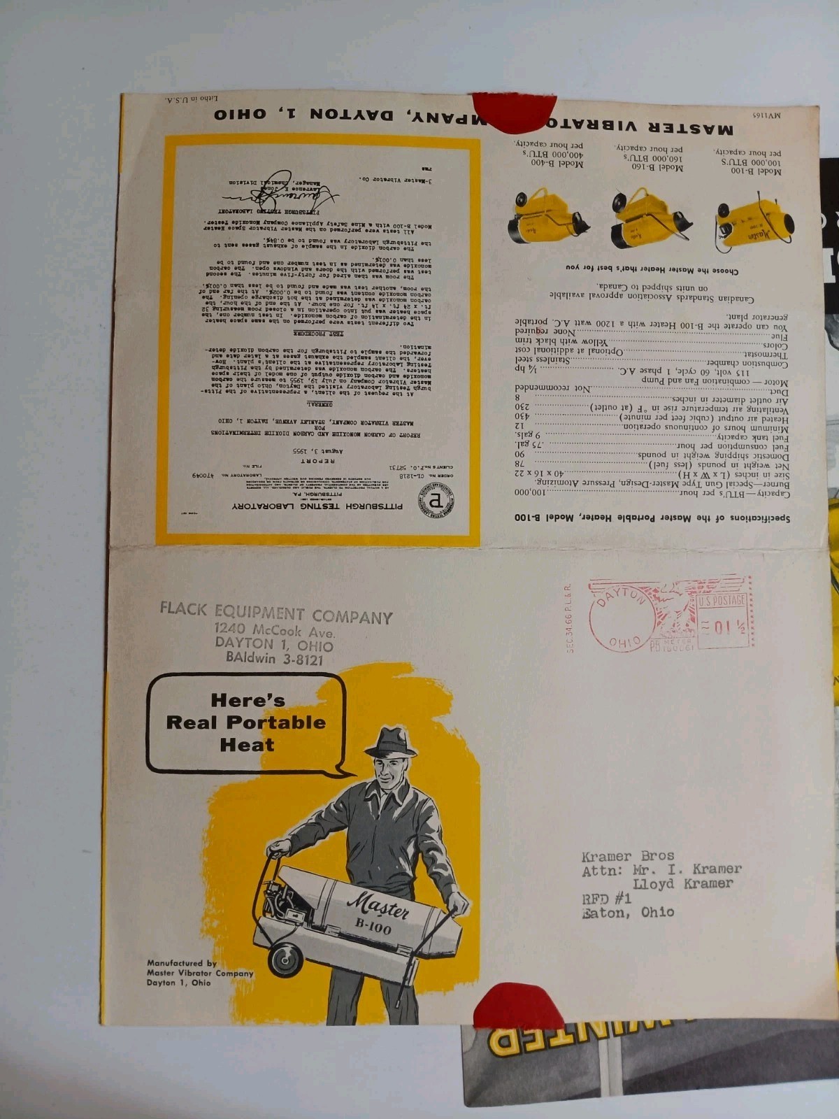 2 VTG 1960s Master Portable Heater ADVERTISING BROCHURE Mailers