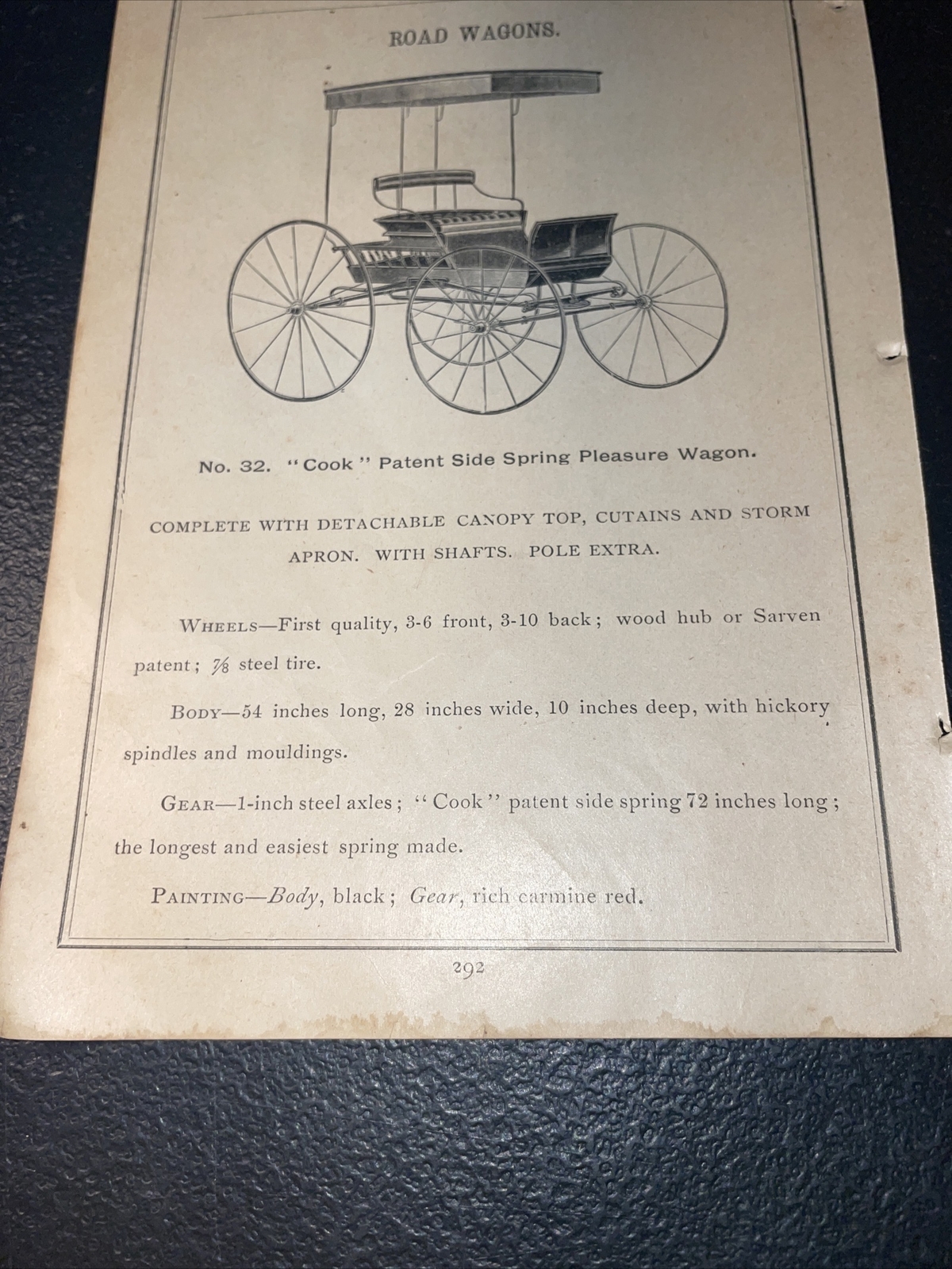 1891 Baldwin – Cook Spring Pleasure Wagon – Farm Advertising – New Orleans