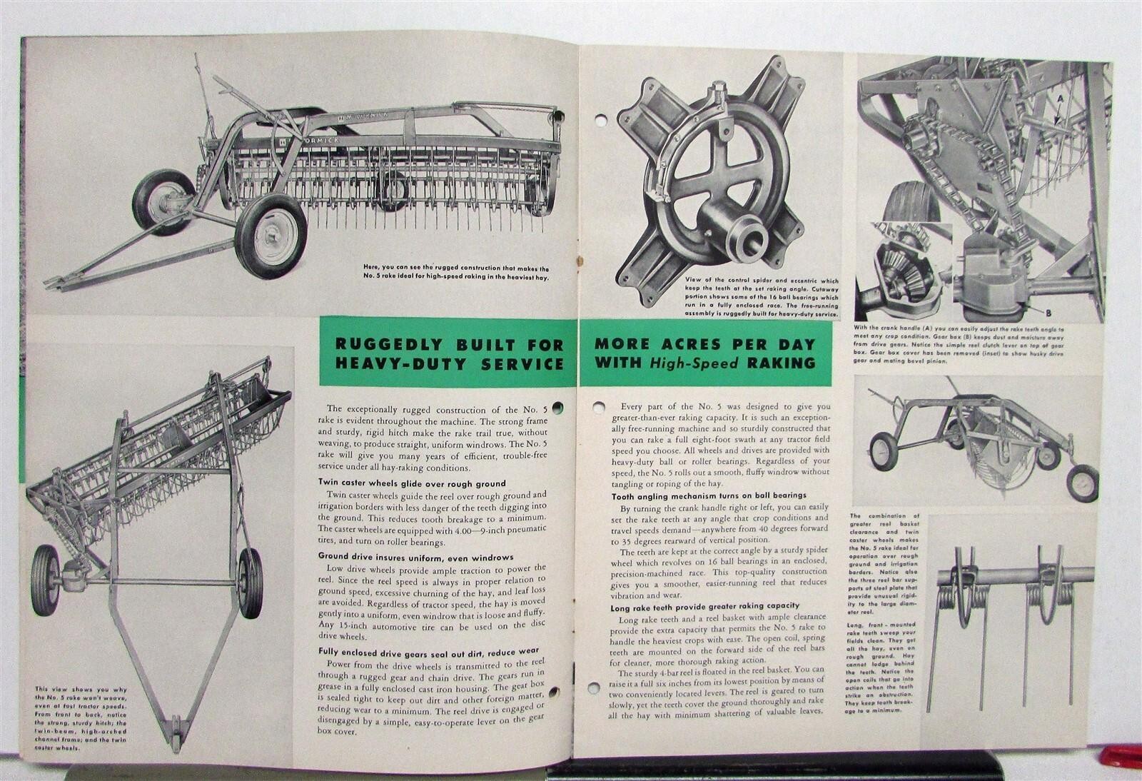 1953 International Harvester Rakes & Loader Specs Agriculture Sale Brochure