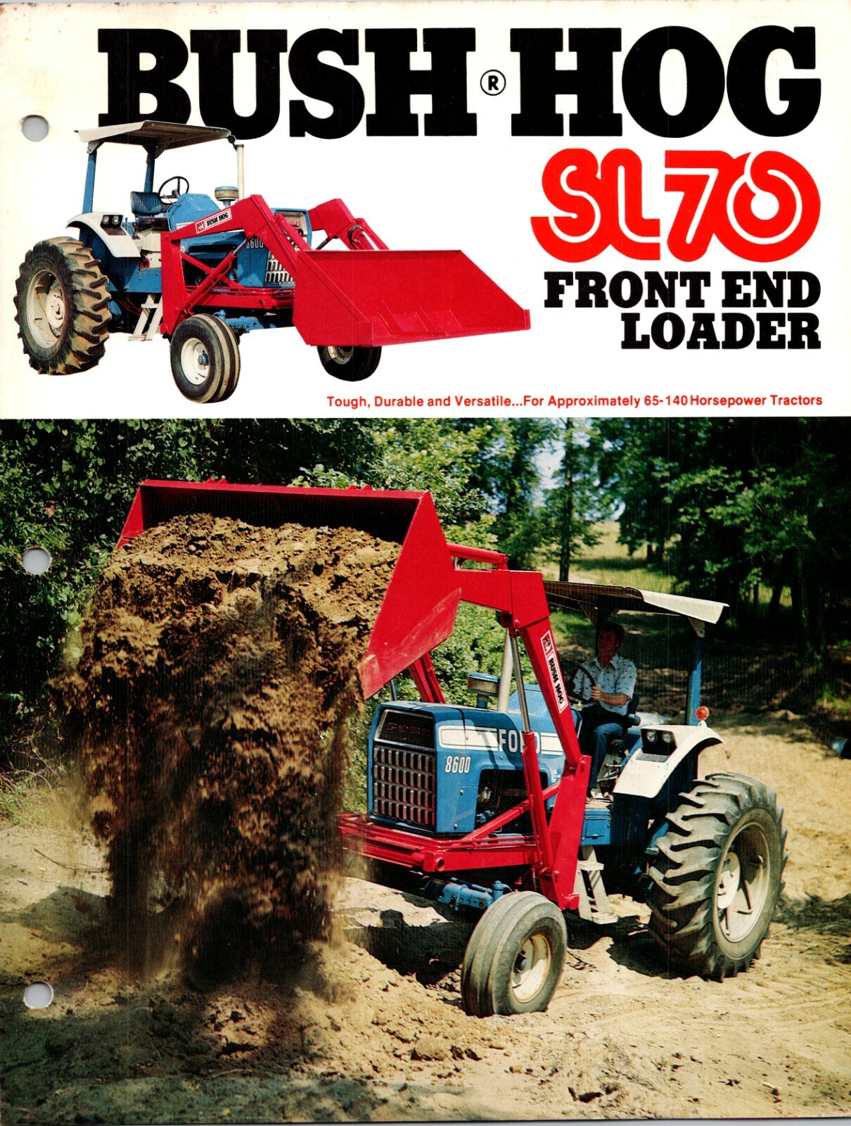 One(1) Bush-Hog SL70 Front End Loader Dealer Sales Specs Accessory Brochure