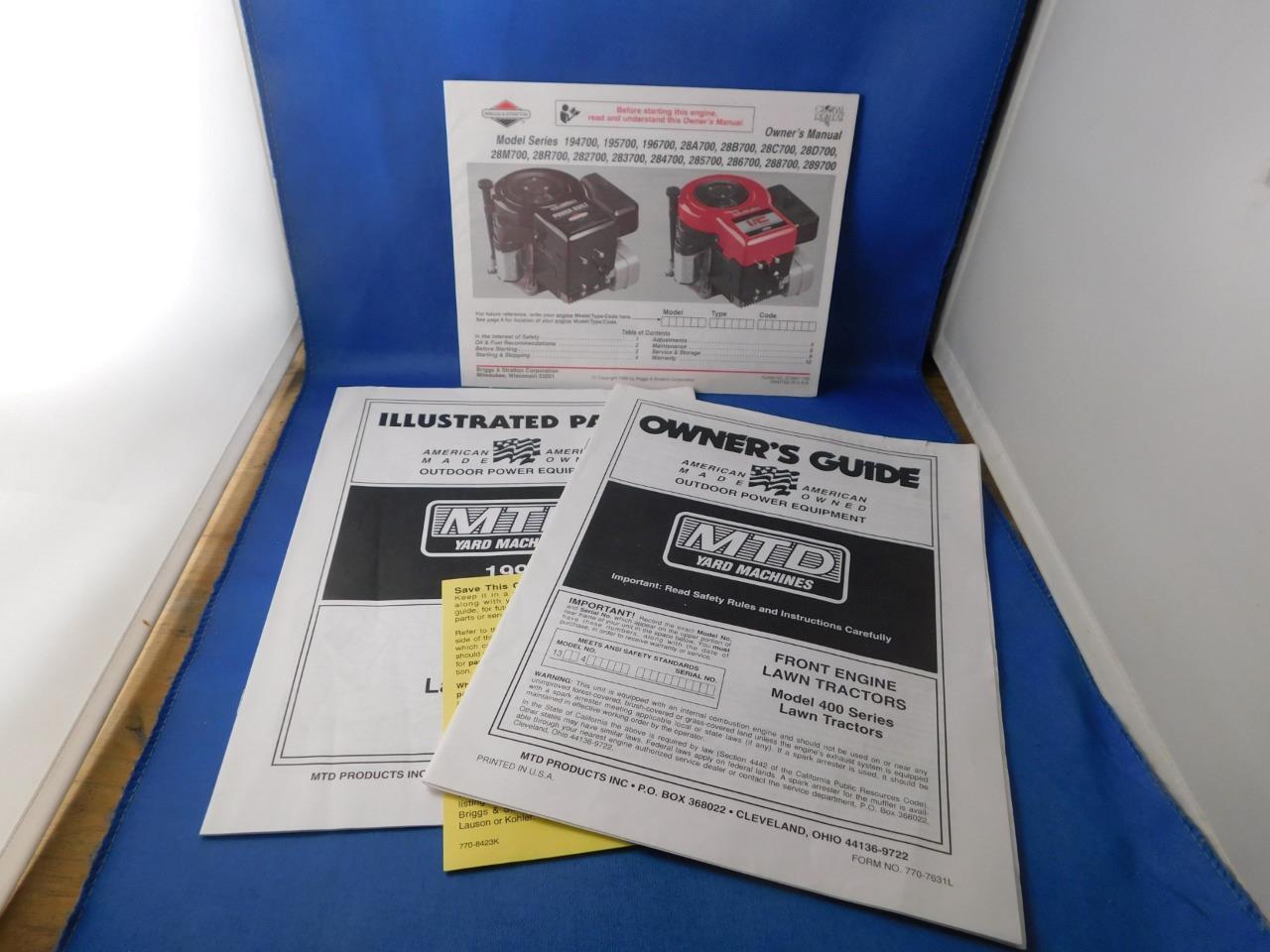 MTD FRONT ENGINE LAWN MOWER TRACTOR 400 OWNERS MANUAL ILLUSTRATED PARTS LIST