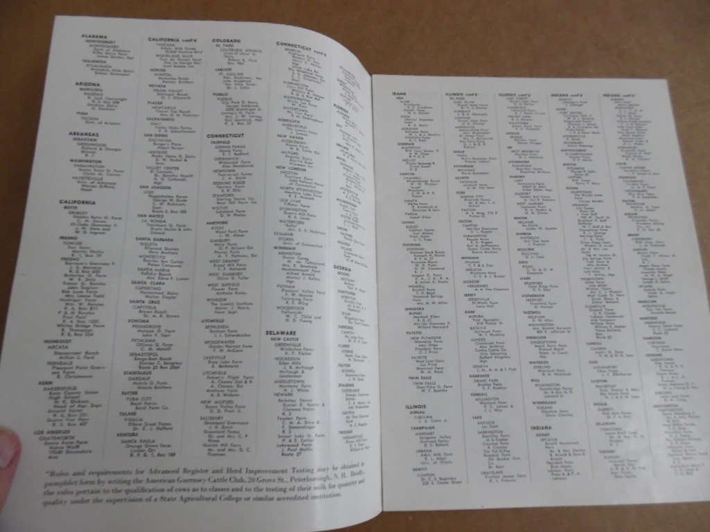 1946 Official Guernsey Directory Diary Cattle Owners Breeders Vintage Original