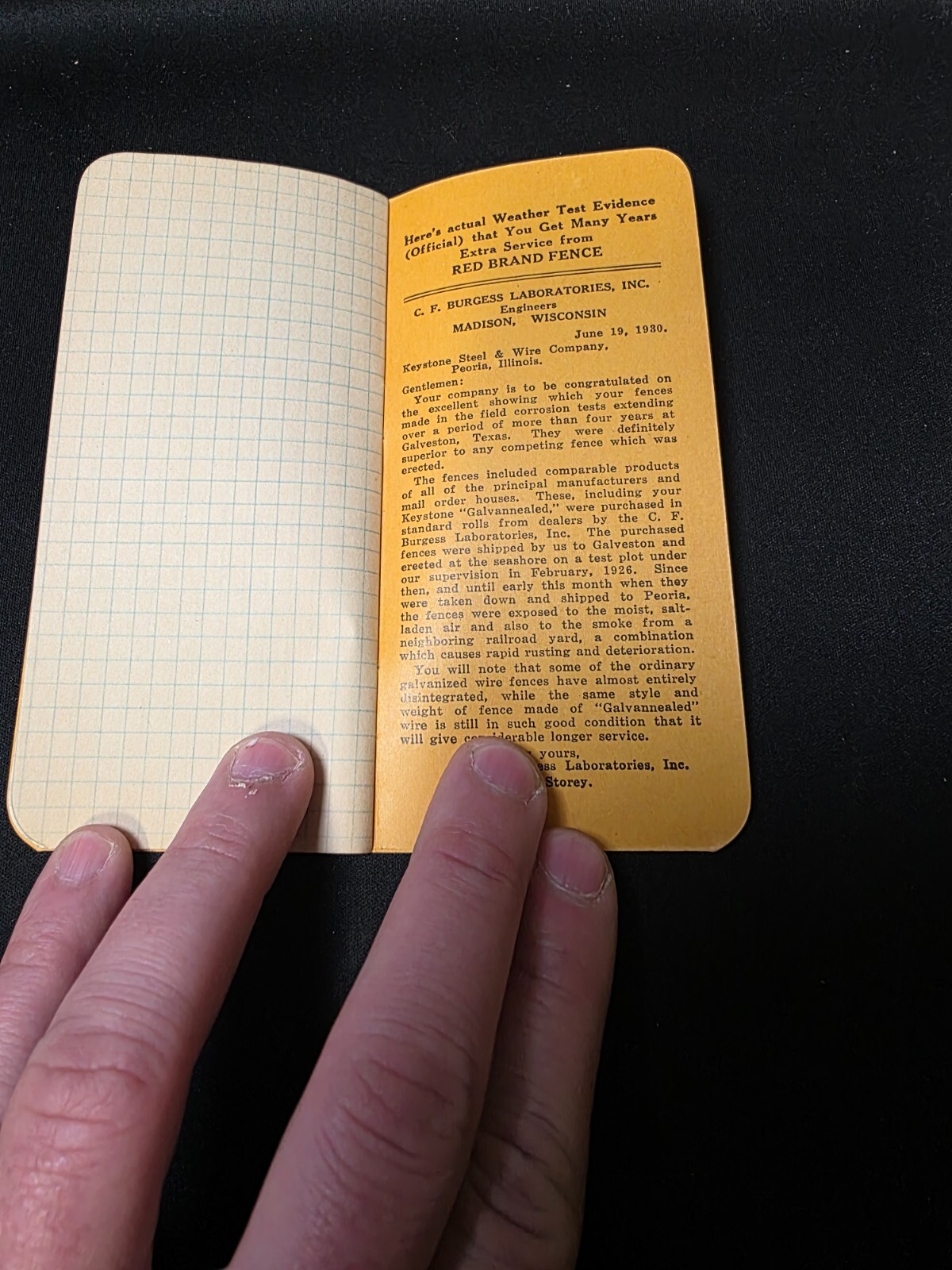 Vintage Unused Advertising Red Brand Monarch Fence Steel & Wire memo book